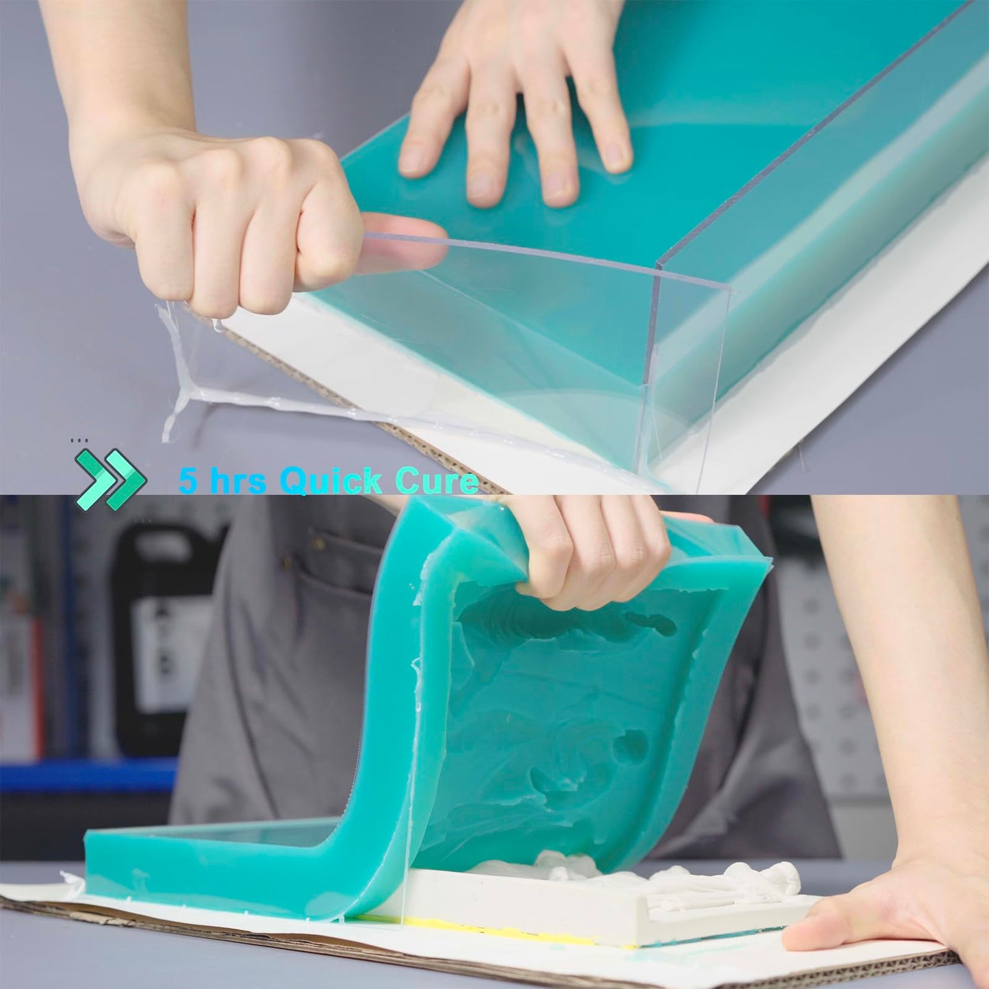 BBDINO Super Elastic Silicone Mold Making Kit 70.6 Oz, Liquid Silicone for Mold Making, 1:1 Mixing by Volume Ideal for Casting 3D Resin Molds| Silicon Molds Jade Green