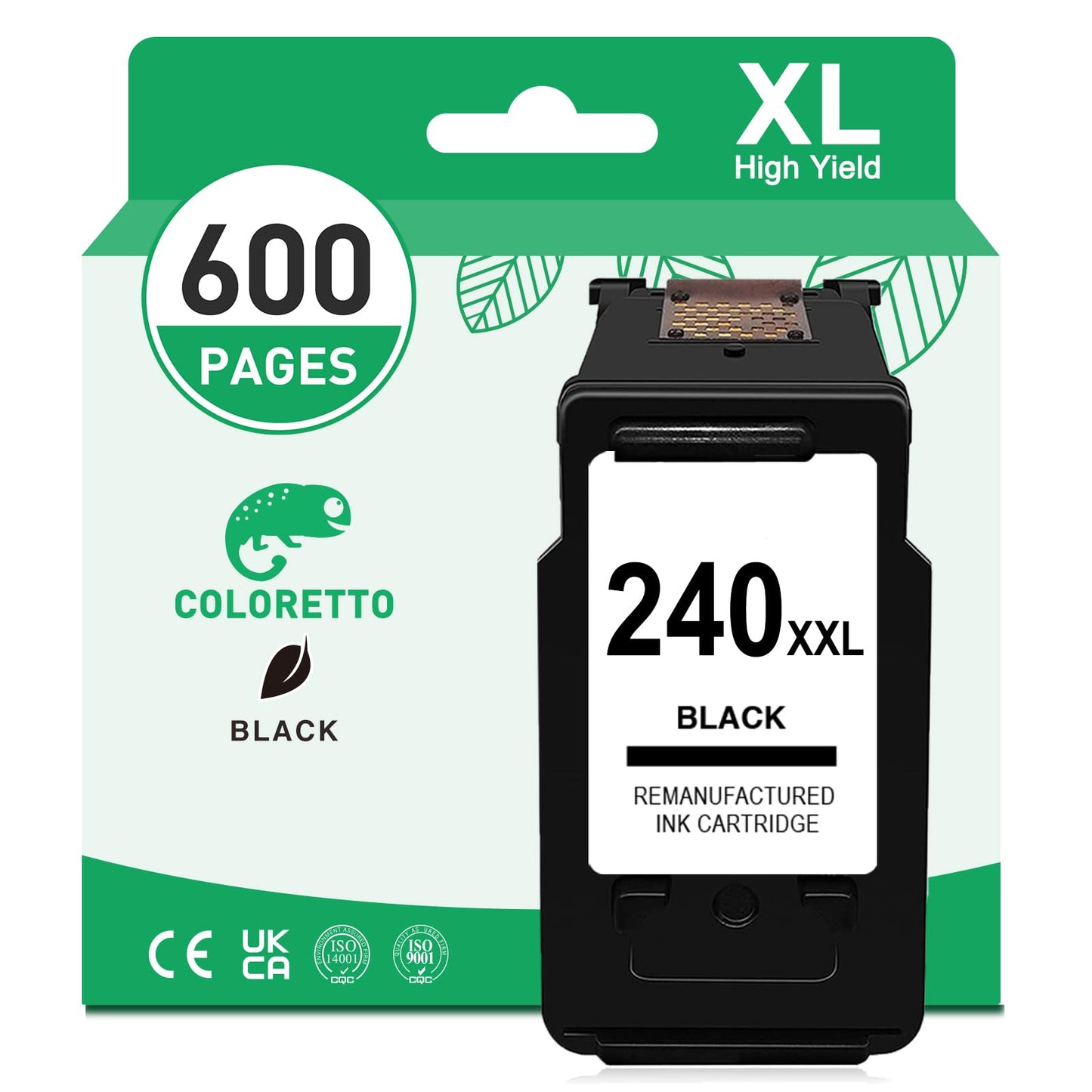 COLORETTO 240XXL Black Ink Cartridge for Canon Pixma MX532 MX472 MX470 MX452 MX432 TS5120 MG3620 MG3600 MG3522 MG3520 MG3220 MG2120 Printer Remanufactured High-Yield PG-240 XXL pg240xxl Noir 1-Pack