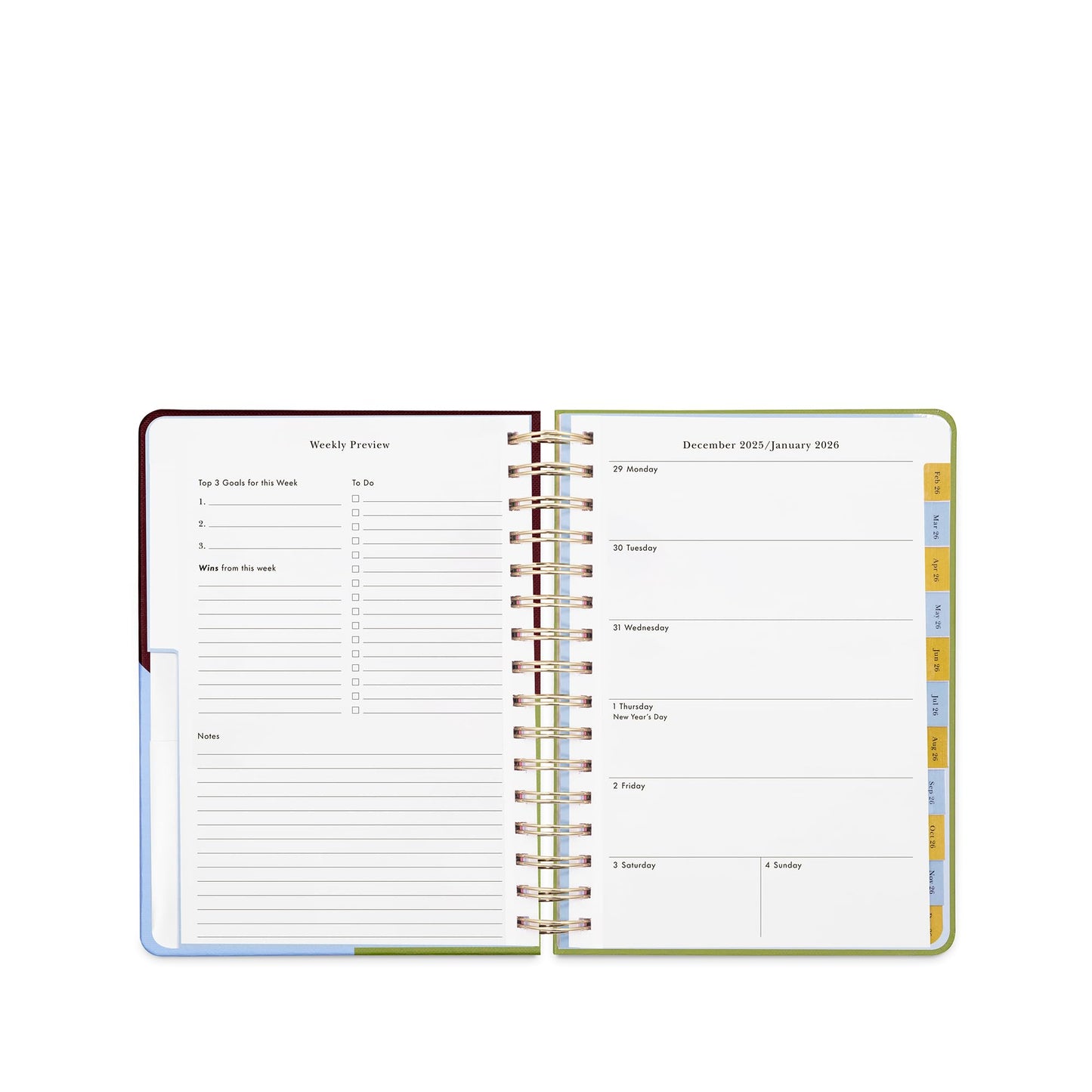 kate spade new york Daily Planner 2026 Large Agenda January-December 2026, Hardcover Weekly and Monthly Spiral Planner with Stickers (Book Club)