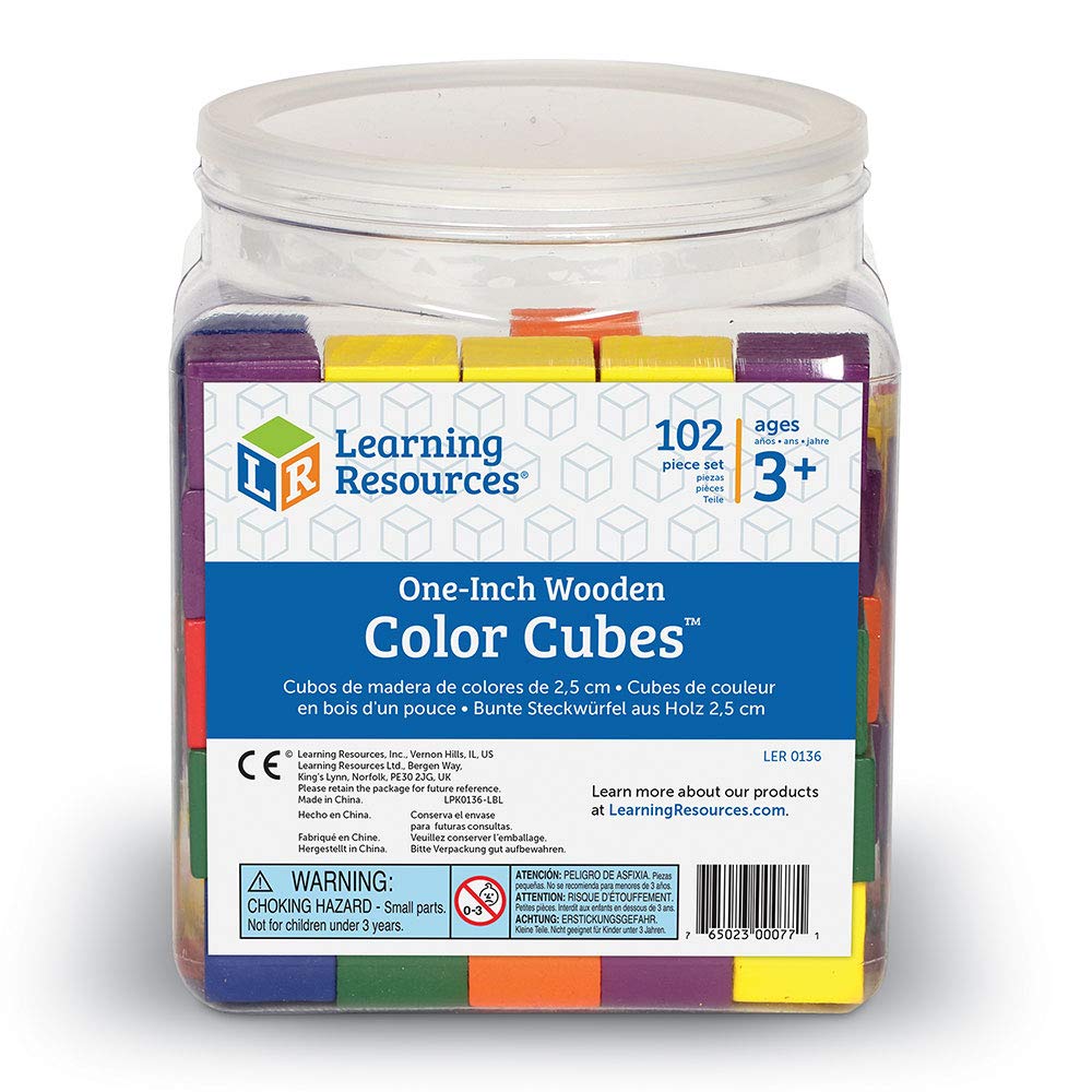 Learning Resources LER0136 One Inch Wooden Color Cubes, Counting & Sorting Skills, 102 Pieces, Ages 4+