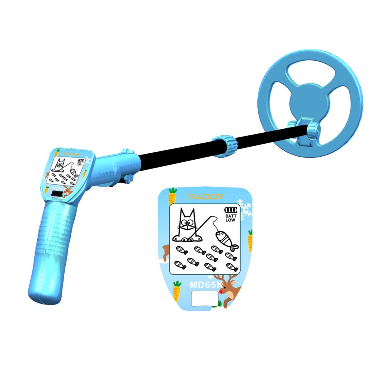 Raddy MD65K Metal Detector for Kids, Adjustable & Lightweight Kids Metal Detector for Treasure Hunting, IPX7 Waterproof 6.5" Coil, Fun LCD Display, for Boys & Girls Ages 3–12, Blue