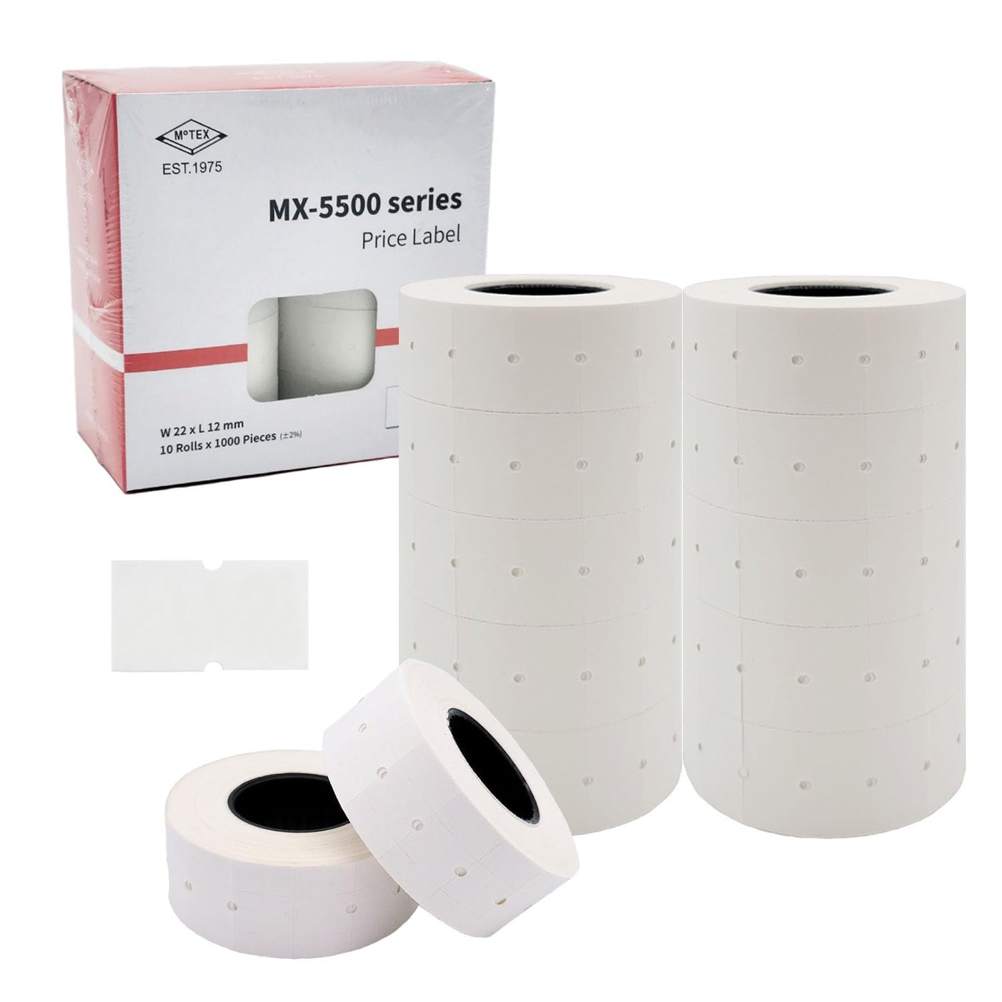 Motex 1 Line Labels - 10,000 White Blank Price and Date Gun Labels, Fits Perco 1 Line Price and Date Guns and MX-5500