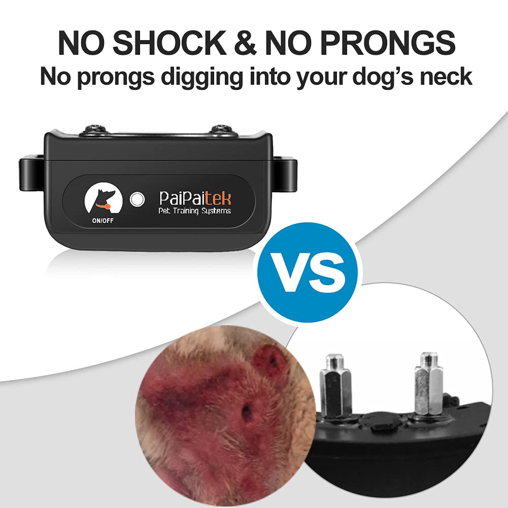 Paipaitek Dog Training Collar No Shock, 3300ft Range Vibrating Dog Collar, IPX7 Waterproof Dog Training Collar with Remote, No Prongs and No Shock, only Sound and Vibration Collar for Training Dogs