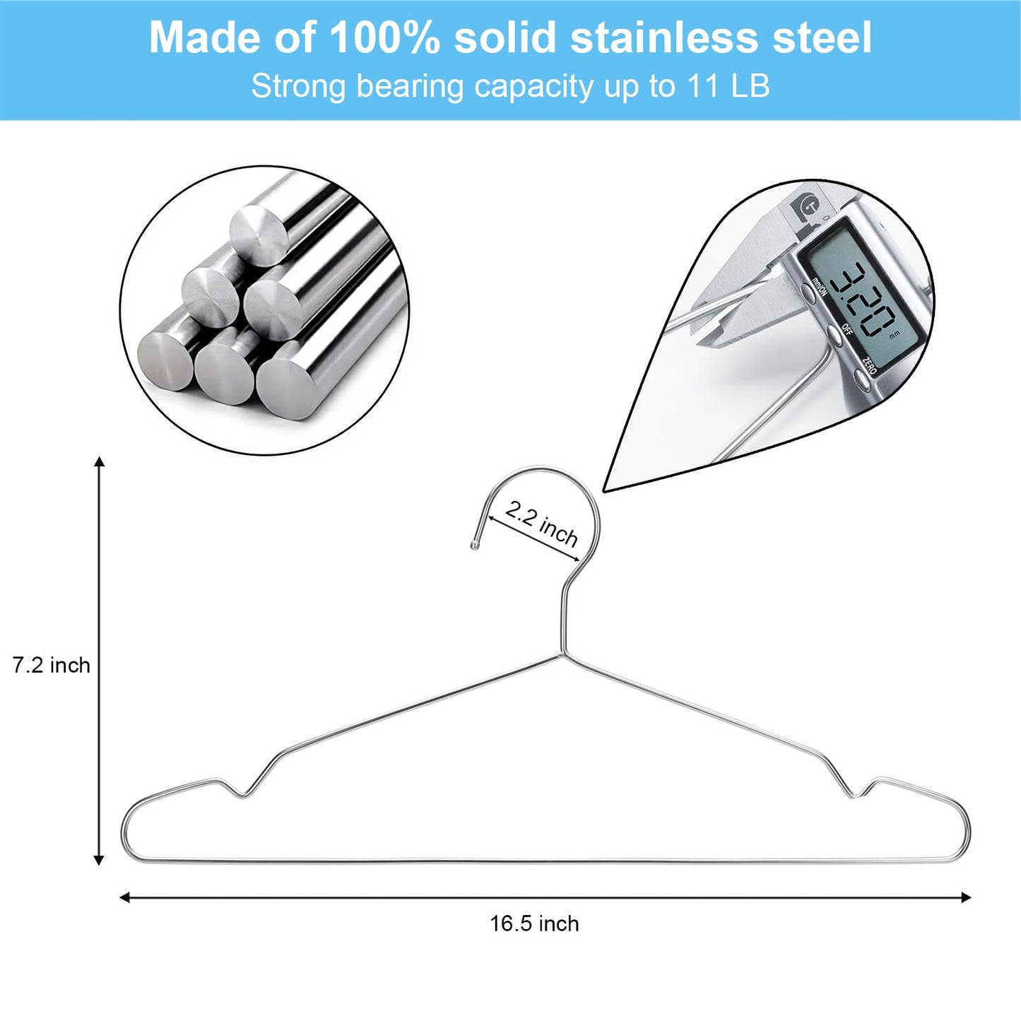 Coat Hangers Clothes 40 Pack Seropy Wire Hangers Heavy Duty Stainless Steel Hangers with Non Slip Grooves, Ultra Thin Metal Hangers Space Saving Clothing Hanger 16.5 Inch