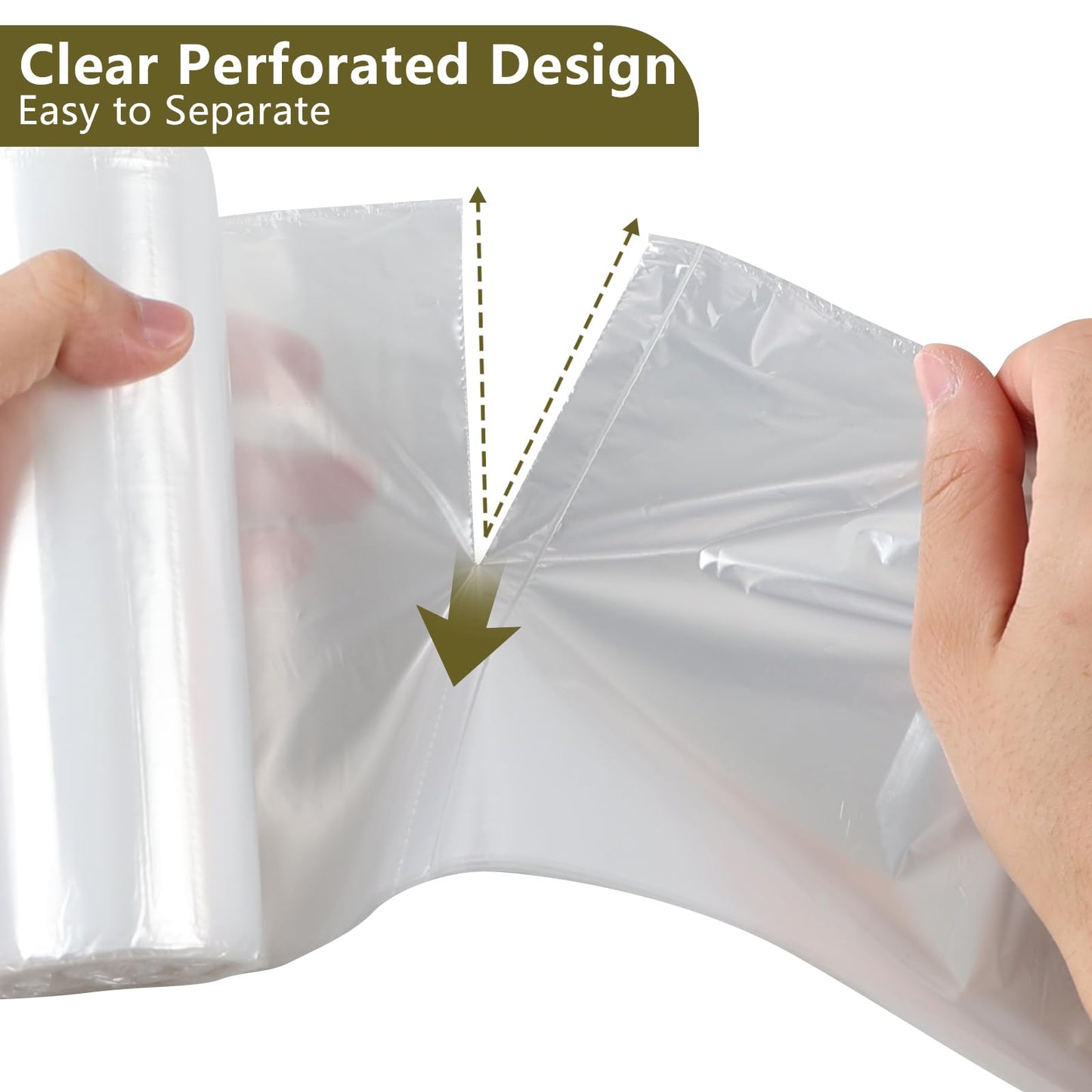 Ortodayes 13 Gallon Clear Garbage Bags, Large Kitchen Garbage Bags, 200 Count/8 Rolls