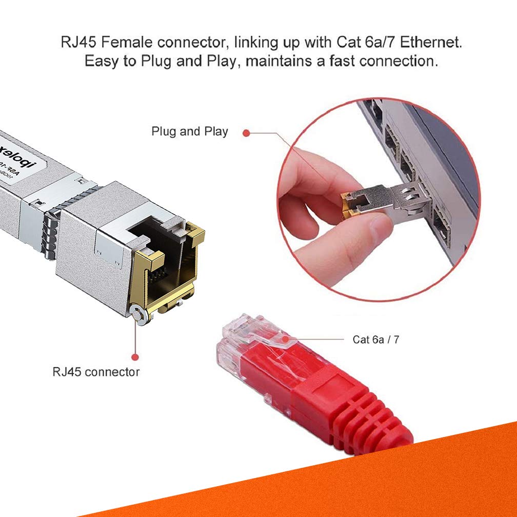 ipolex 1.25/2.5/5/10G SFP+ RJ45 Copper Transceiver, 10GBase-T RJ-45 SFP+ Module, Compatible for Cisco SFP-10G-T-S, Ubiquiti UniFi UF-RJ45-10G, Mikrotik, Netgear, and More(CAT.6a/CAT7, 30m)
