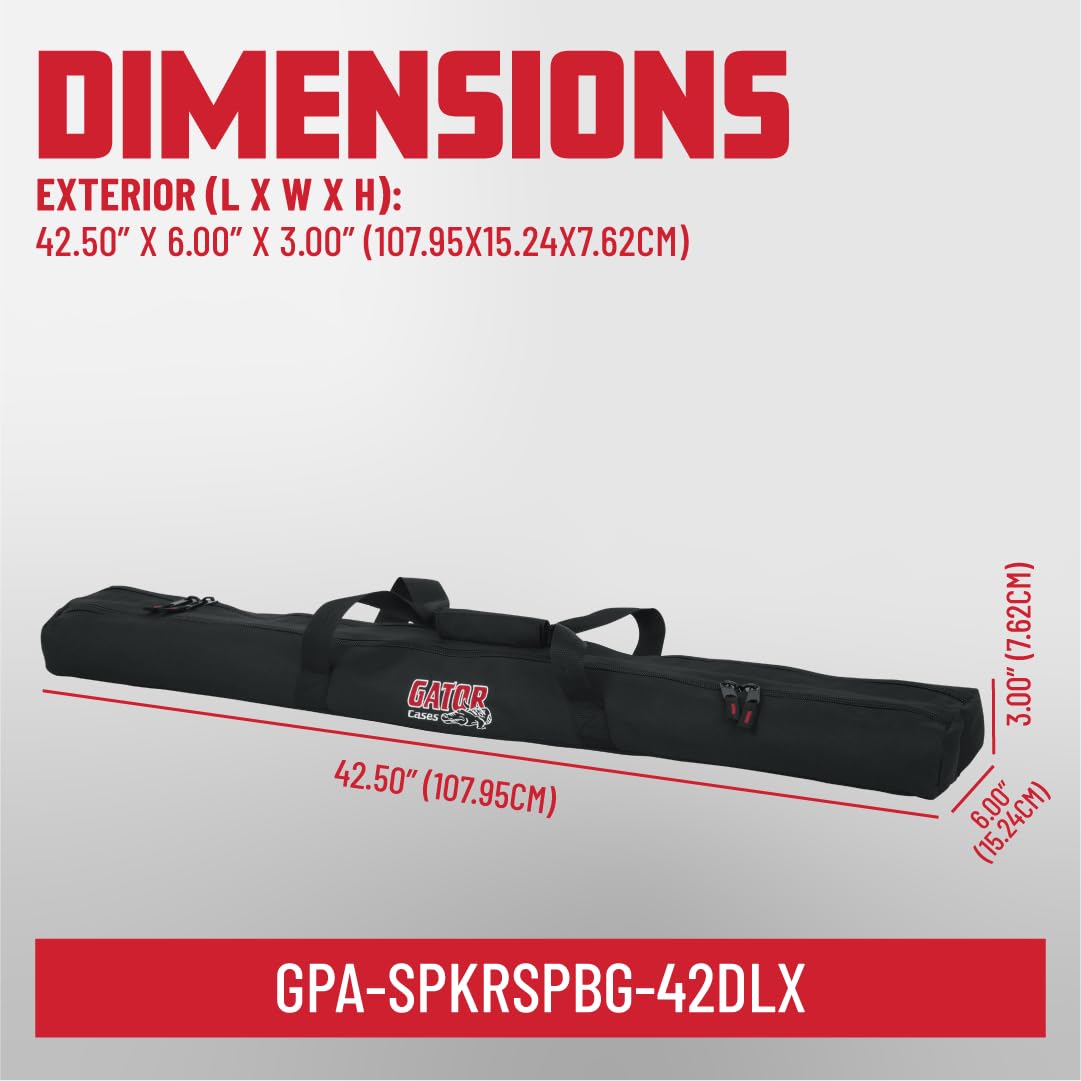 Gator Cases Dual Compartment Sub Pole Bag with Adjustable Shoulder Strap; Holds (2) Speaker Subwoofer Poles up to 42" Length (GPA-SPKRSPBG-42DLX)