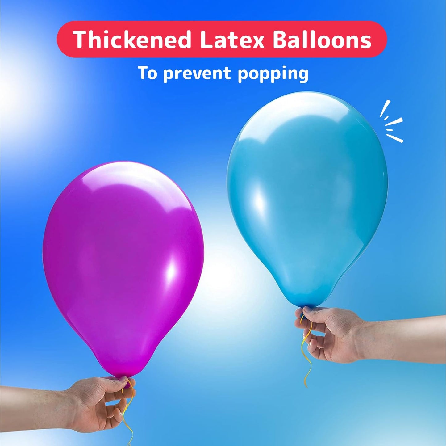 Prextex 900 Party Balloons - 12-Inch, 10 Assorted Rainbow Colours - Thick, Colourful Balloon Arch Kit - Birthday Decoration, Kids Party Favours, Supplies