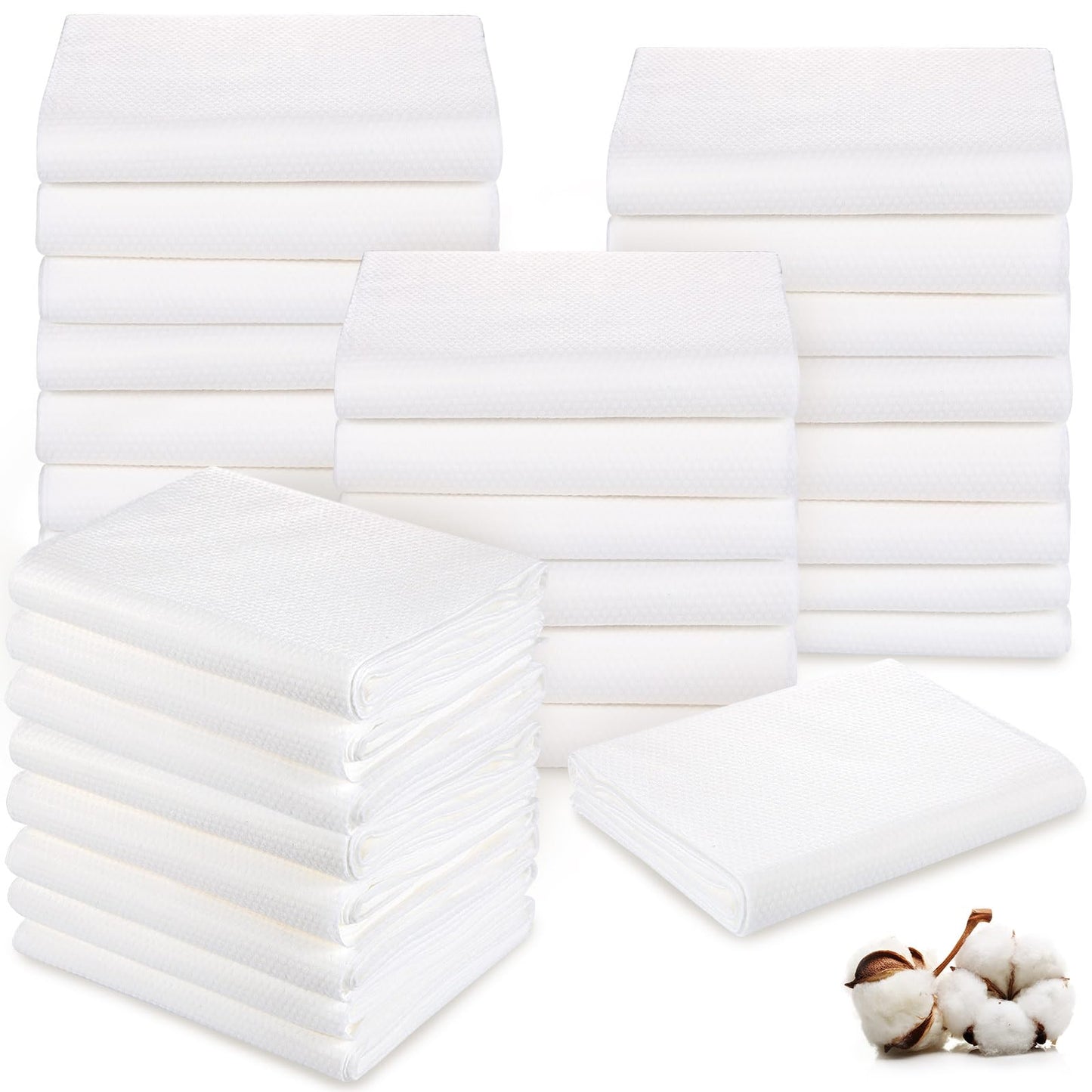 Buryeah 30 Pcs 27.5 x 55 Inch Disposable Bath Towels Bulk White Large Body Camping Towel Quick Dry Thickened Absorbent for Travel Shower Hiking Backpacking Bathroom
