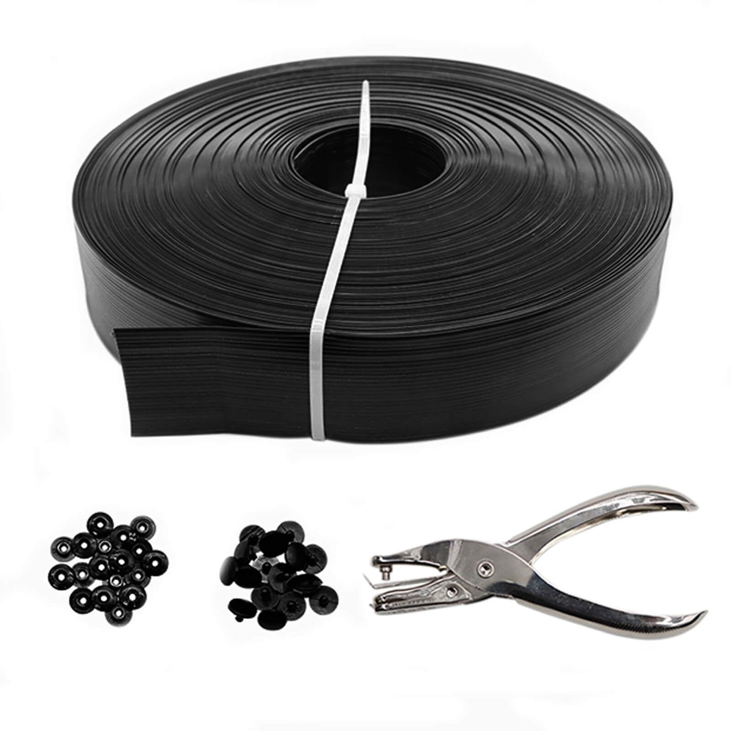 Qlvily Chain Link Fence Privacy Tape, 246ft x 0.15ft Fence Slats, Fence Covering Privacy, Black (200PCS Button + Puncher Included)