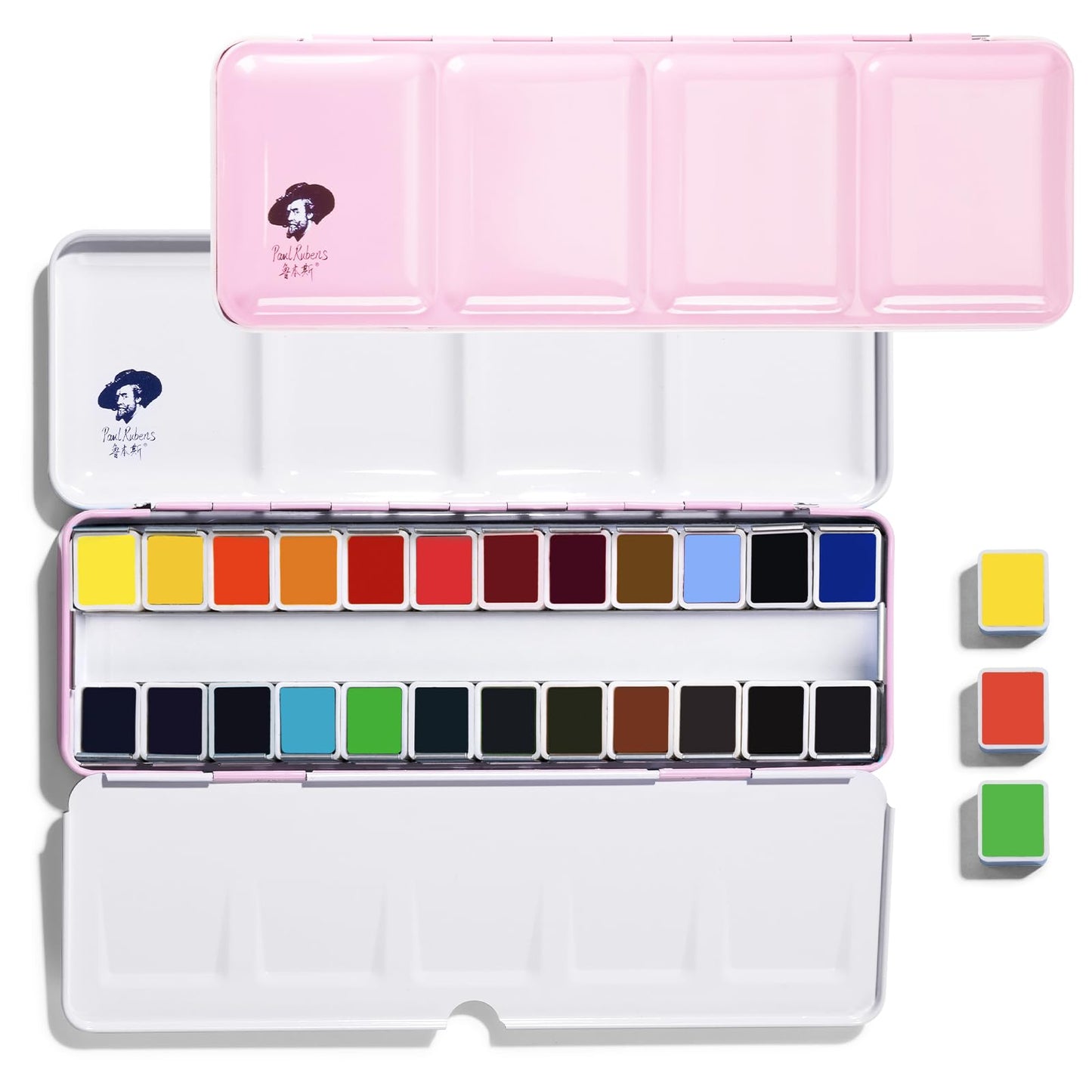 Paul Rubens Watercolour Paint Set, 24 Vibrant Floral Colors Artist Grade Watercolor Paint with Metal Box Case, Art Supplies for Beginners Students Artists