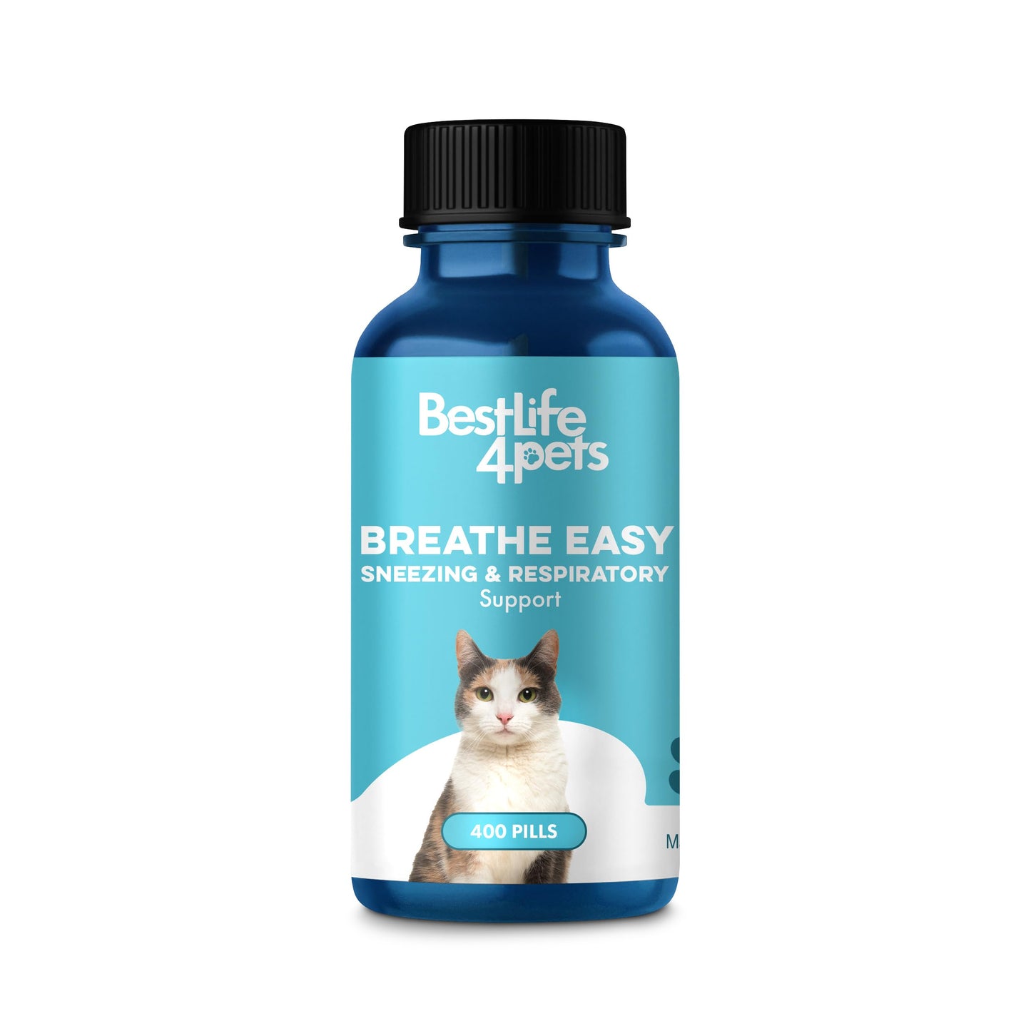 Cat Cold & Respiratory Infection Remedy, Breathe Easy Upper Respiratory Treatment for Cats Provides Natural Relief for Sneezing, Coughing, Nasal Congestion and Asthma, 400 Odorless, Tasteless Pills