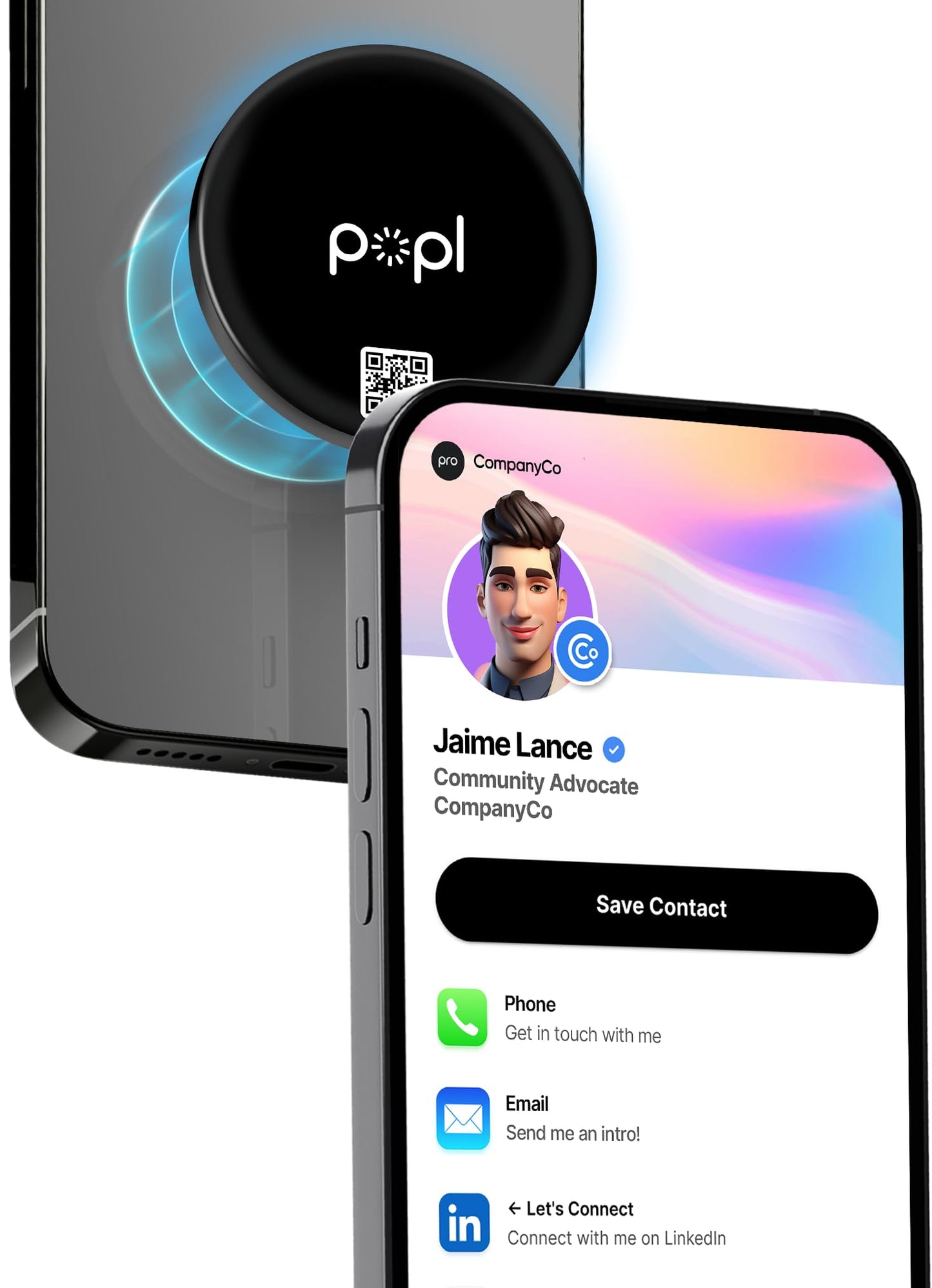 Popl for MagSafe – Digital Business Card for iPhone 12 & Newer | Tap to Share Contact Instantly | No Adhesive, Removable & Wireless Charging Compatible