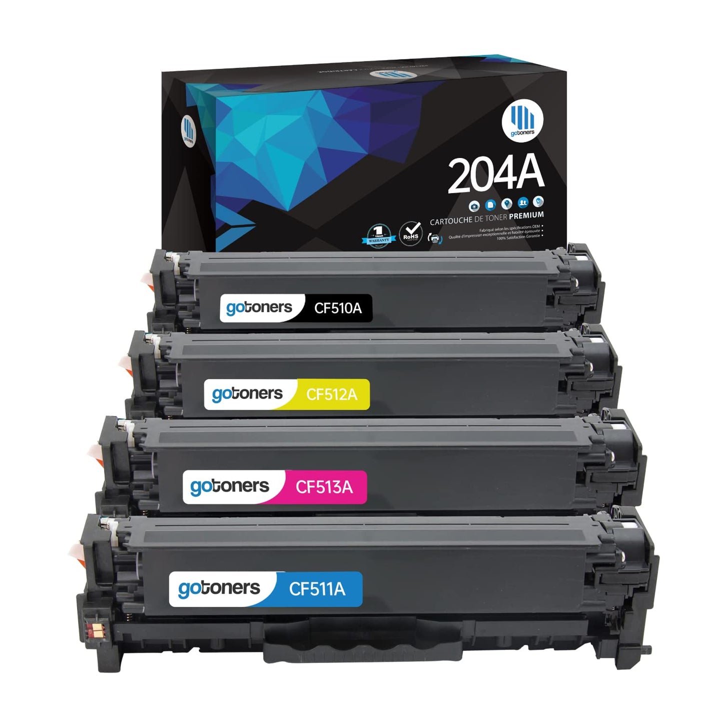 (Latest Chip) Gotoners 4PK Compatible Toner Cartridge for HP 204 204A CF510A CF511A CF512A CF513A Toner for HP Color Laserjet Pro MFP M180nw M180n M181fw M154nw M154a
