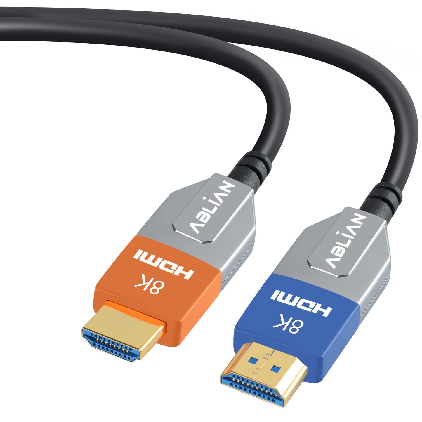 8K 4K Long HDMI Cable 50ft,Fiber Optic HDMI 2.1 Cable 48Gbps Ultra High Speed Support 8K 60hz 4K 120hz HDR eARC CL3 in Wall Rated Compatible for PS5,Xbox,PC,Projector,Monitor,HDTV,Apple Roku TV Box