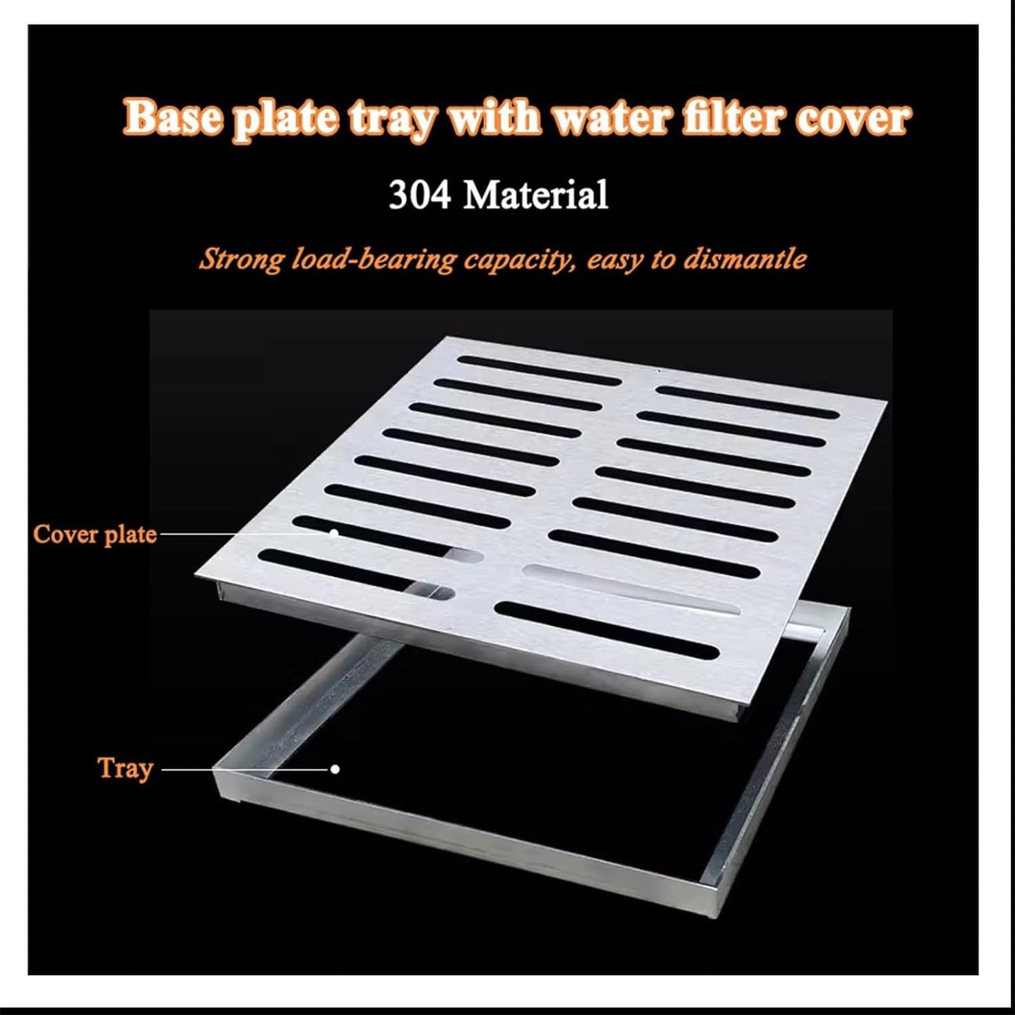 Yharnamite Square Catch Basin Drain Grate, Outdoor/Indoor Stainless Drainage Trench Cover, Rain Gutter Drainage Strainers, Rainwater Grating Floor Drain for to Block Debris (30x30x2cm)