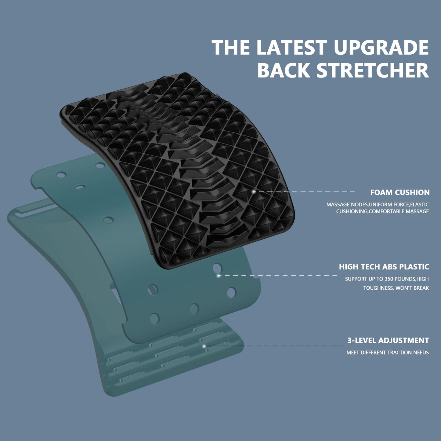 LTUMHGCR Back Stretcher, Back Cracker for Lower Back Pain Relief, Multi-Level Adjustable Spine Board for Herniated Disc, Sciatica, Scoliosis(Black)