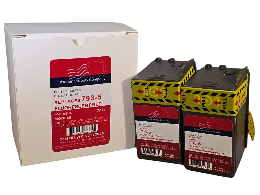 2-Pack Pitney Bowes Compatibe 793-5 Red Ink Cartridge for P700, DM100i, DM125i, DM150i, DM175i, DM200L, DM225 Postage Meters