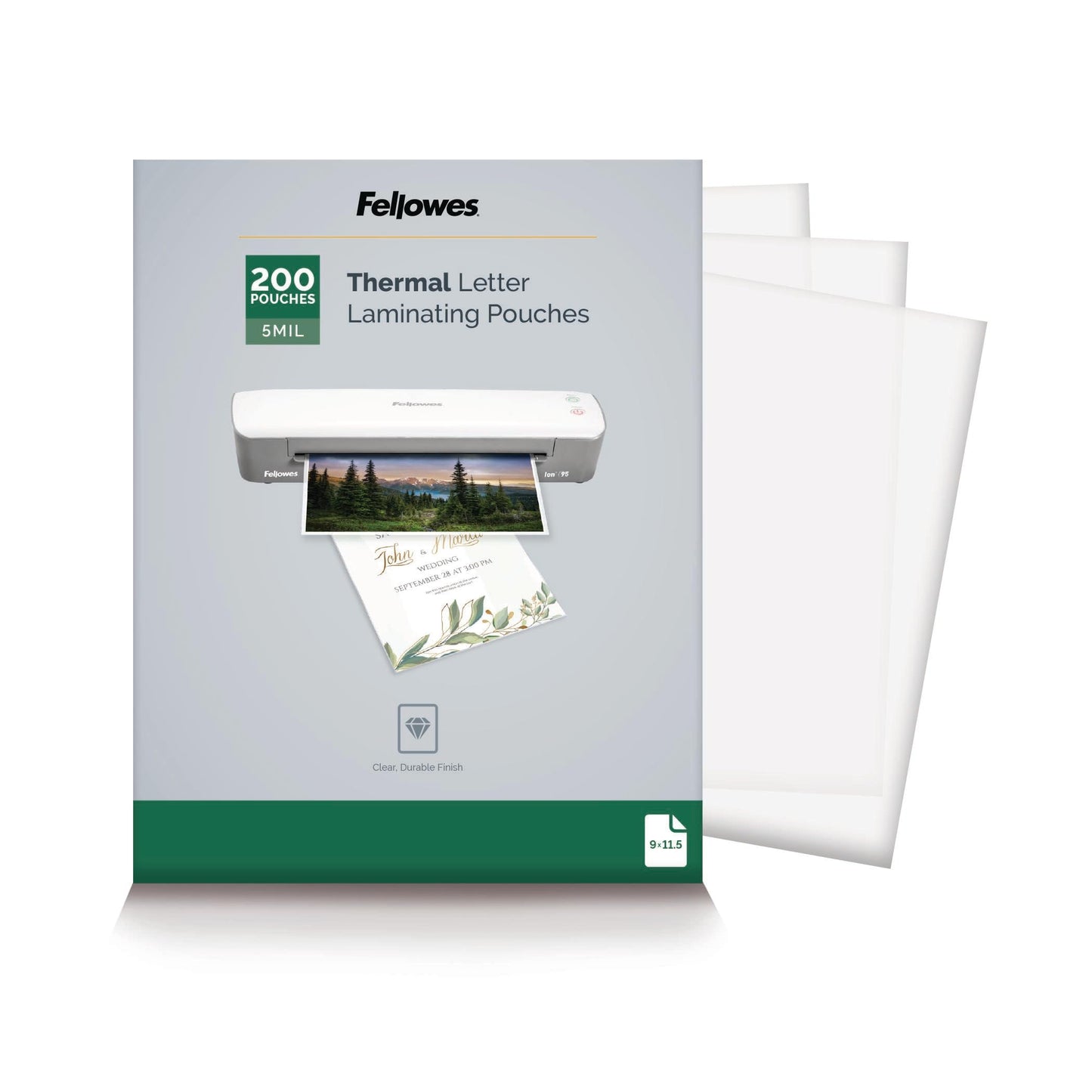 Fellowes Thermal Laminating Pouches, Letter, 5 mil, 200 Pack (5743601)