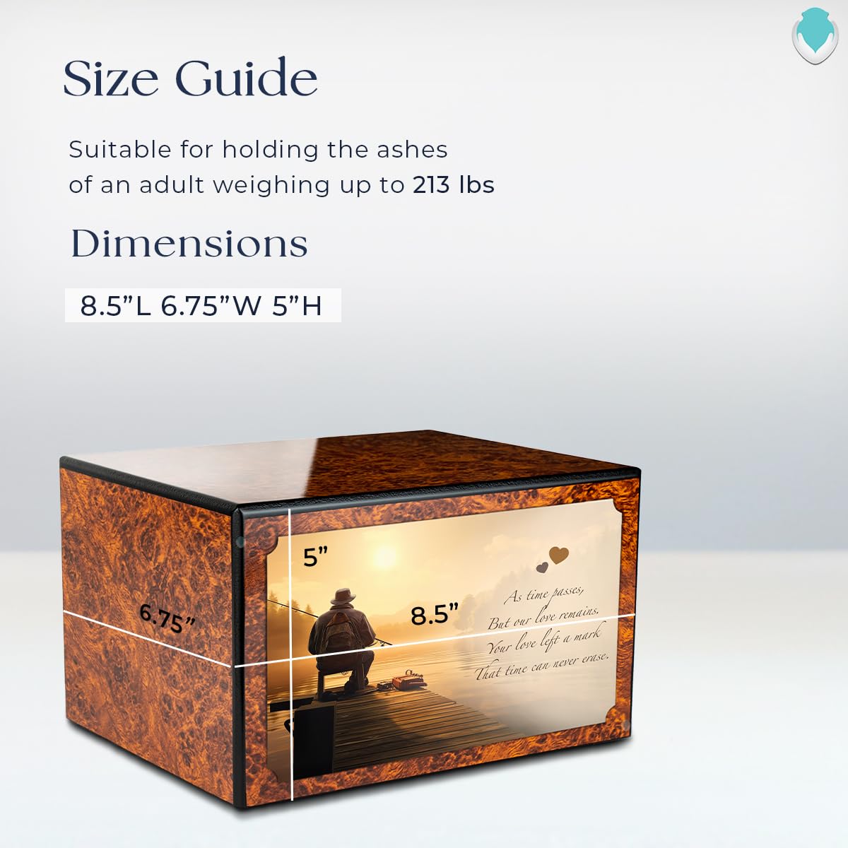 GetUrns Heritage Adult Burl Cremation Urn Box for Human Ashes I Gone Fishing Wooden Urns for Male and Female I 213lbs