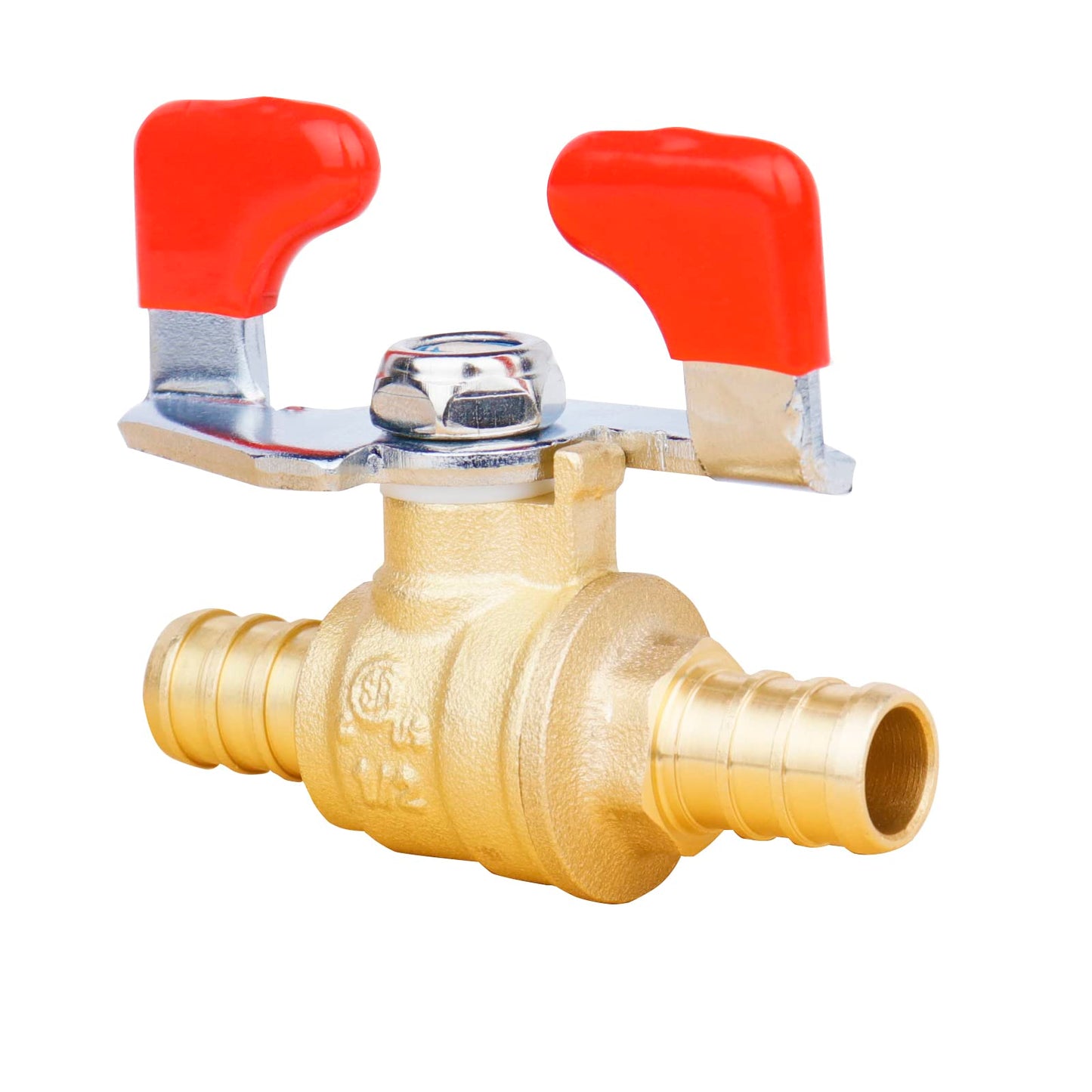 WHK 10 PCS Pex Ball Valve 1/2 Inch PEX Brass Full Port Shut Off Ball Valves,Pex Shutoff Valve 1/2" Pex Barb Water Sink Ball Valve with 1/4 Turn Red and Bule Handle(Lead-Free Brass) (10)