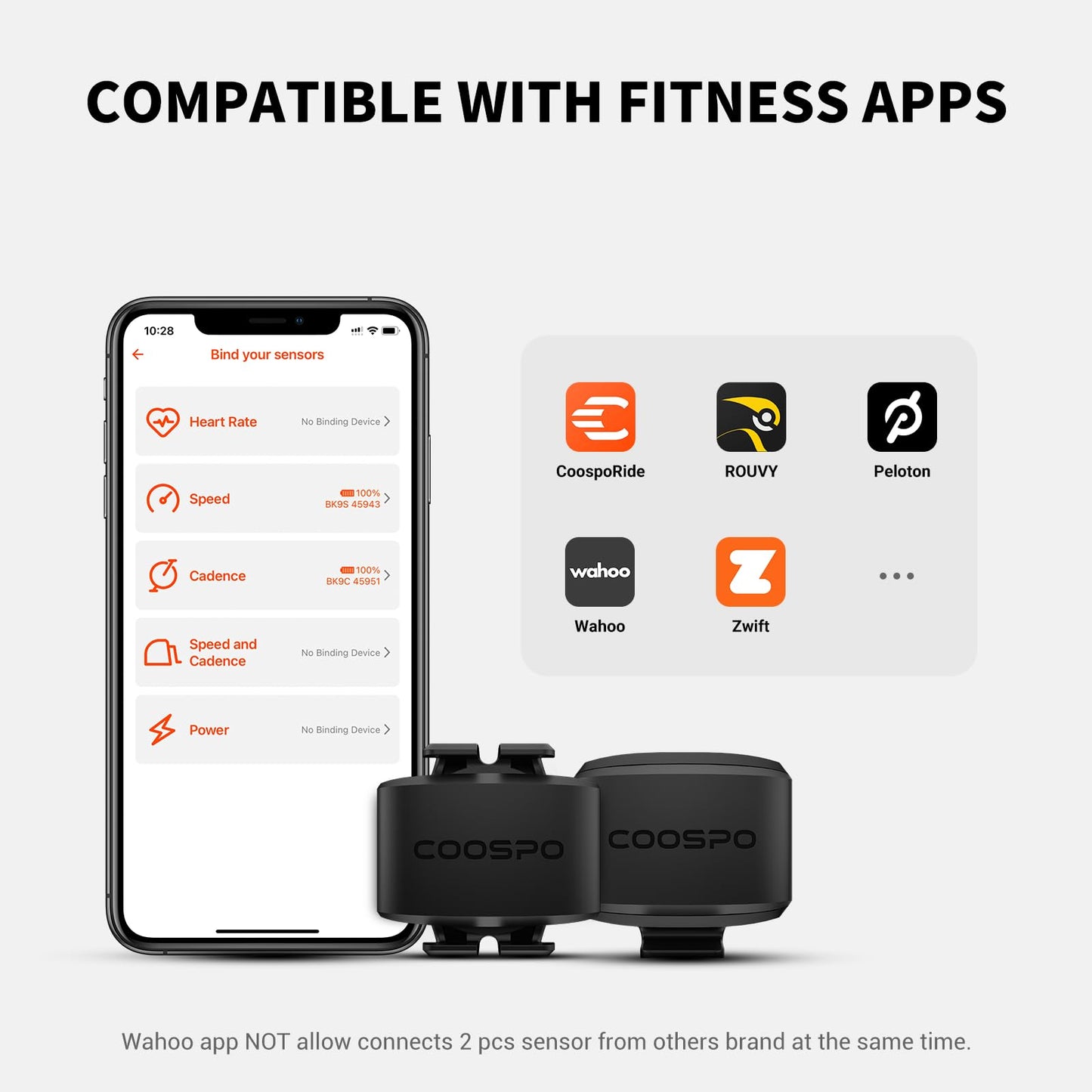 COOSPO Bike Cadence Speed Sensor BK9, Bluetooth 5.0 ANT+ Wireless Cycling Speed Bicycle RPM Cadence Sensor, IP67 Waterproof & 300H Battery