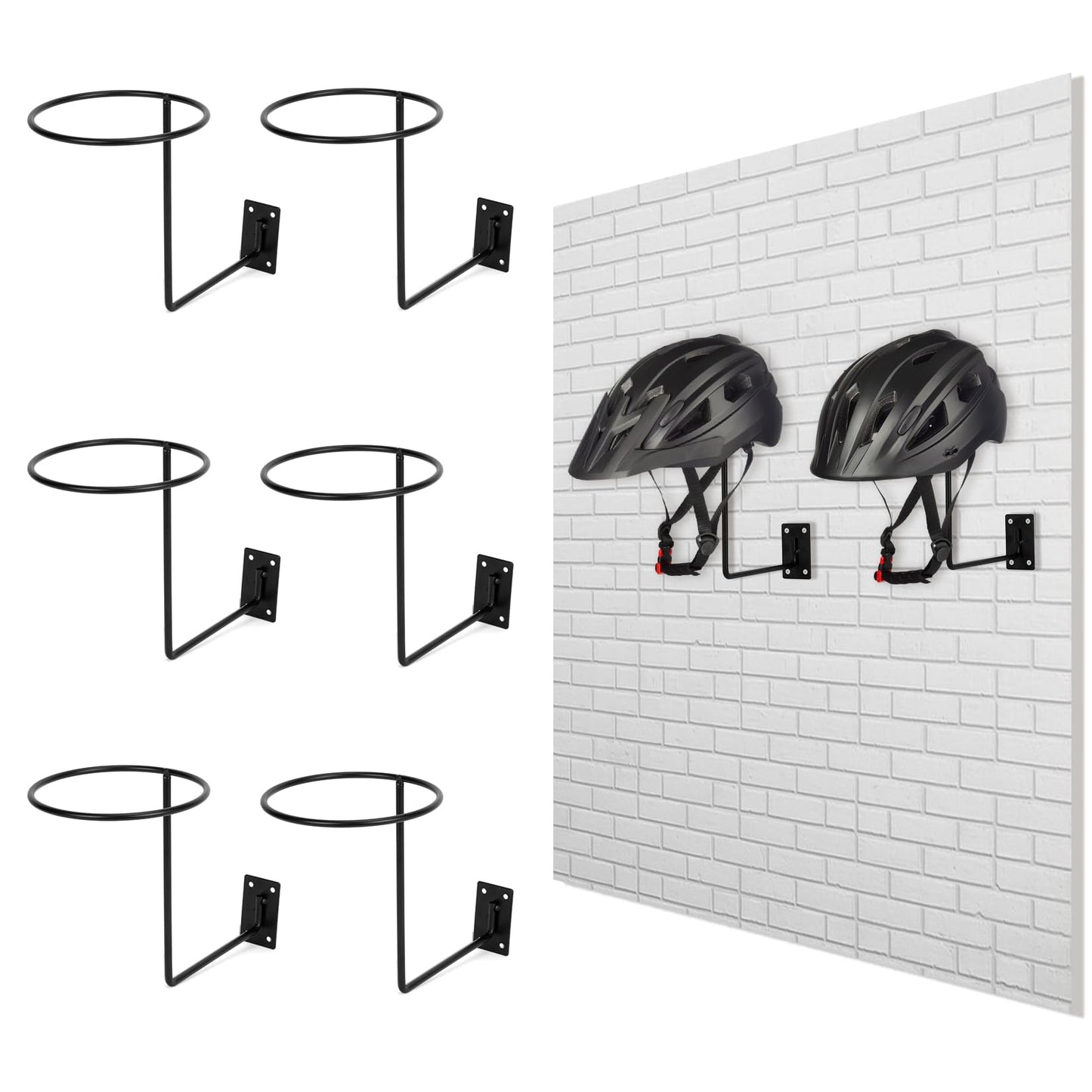 PSLER Helmet Holder - Motorcycle Helmet Holder Metal Helmet Holder Wall Mount for Most Motorcycle Bike Helmet, Jacket, Coats, Hats, Basketball, Rugby,6PCS