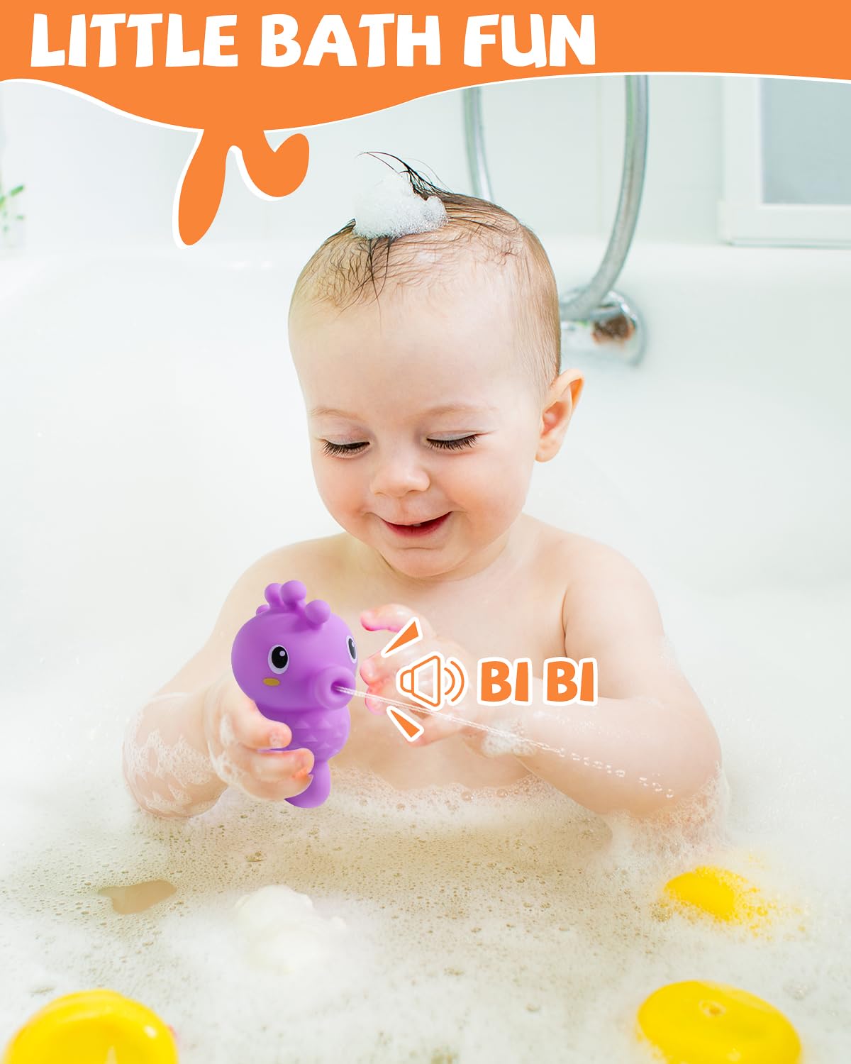 CUTE STONE Baby Rabbit Bath Toys W/ 2 Shower Heads, Electric Bathtub Water Spray Toy W/ Rechargeable Battery, Floating Squirting Animals, Wind Up Swim Duck, Fishing Games Pool Toys for Kids Boys Girls