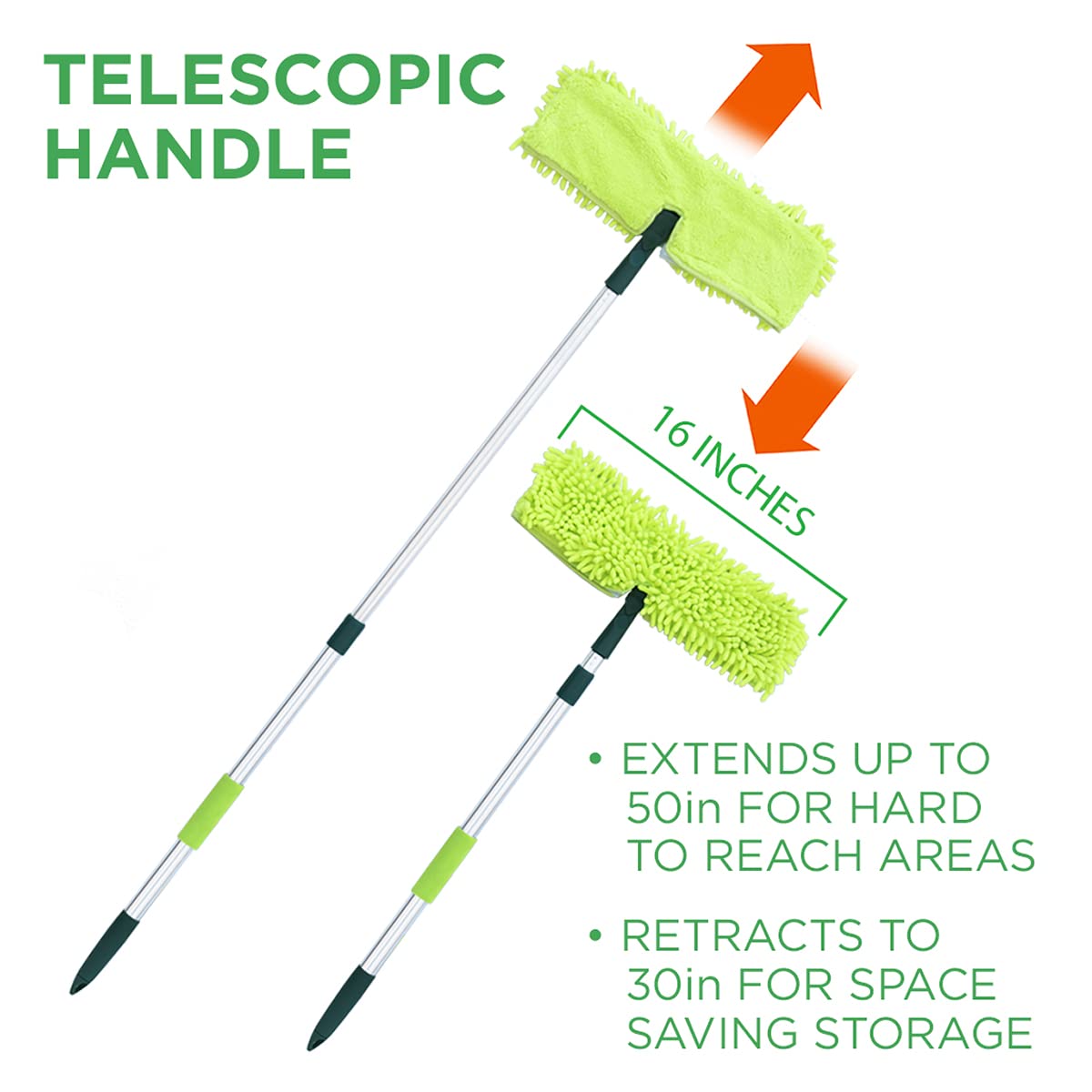 Pine-Sol Telescopic Microfiber Dry/Wet Mop – Dust Mopping for Cleaning Hardwood Floors, Tile, Laminate | Swivel Sweeper with Washable Pad and Extendable Metal Handle