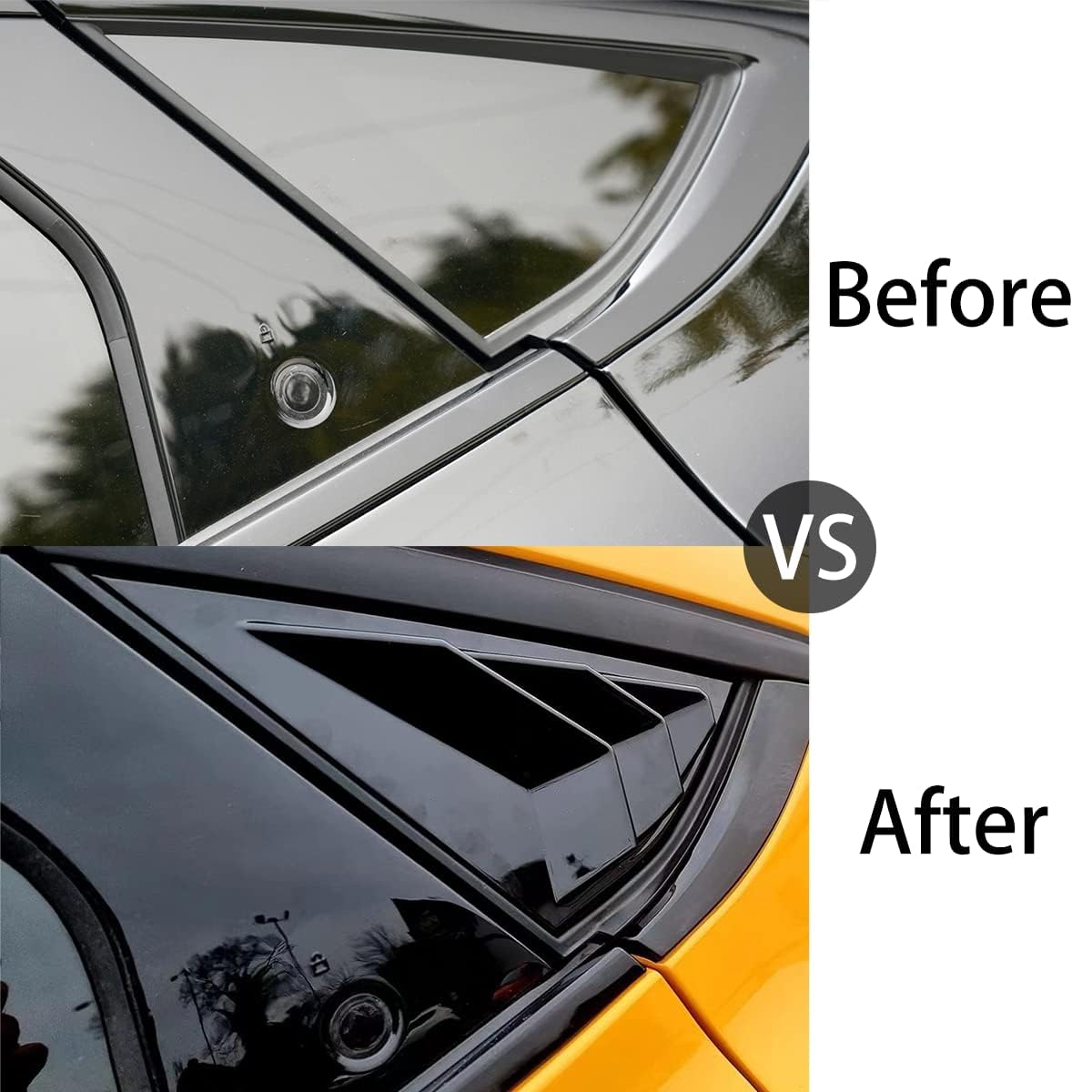 BestEvMod Compatible with 2026 2025 2024 2023 2022 2021 Mustang Mach E Quarter Side Window Scoop Louvers Cover Window Visor Cover ABS (Glossy Black)