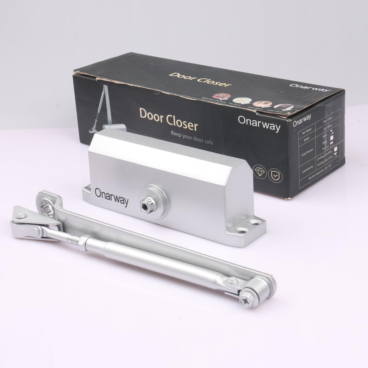 Onarway Door Closer / Closure Adjustable Automatic Size 3 Spring Hydraulic Aluminum Alloy Body for Residential and Light Commercial Use for Door Weights 99~132 Lbs, Easy Install