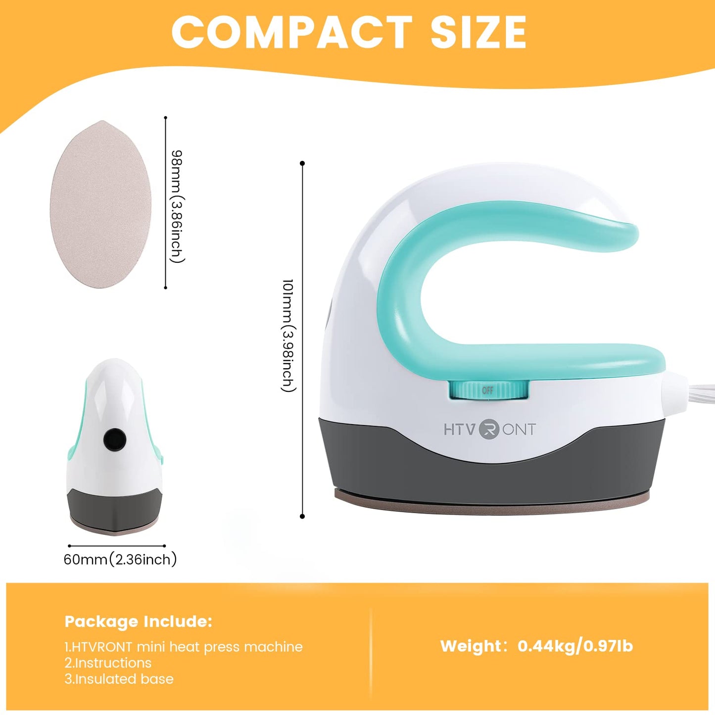 HTVRONT Heat Press Mini Heat Press Machine, Mini Iron for Perler Beads, Small Heat Press Portable Iron Press Machine for T Shirts, Hats, Heating Transfer Projects (Mint)