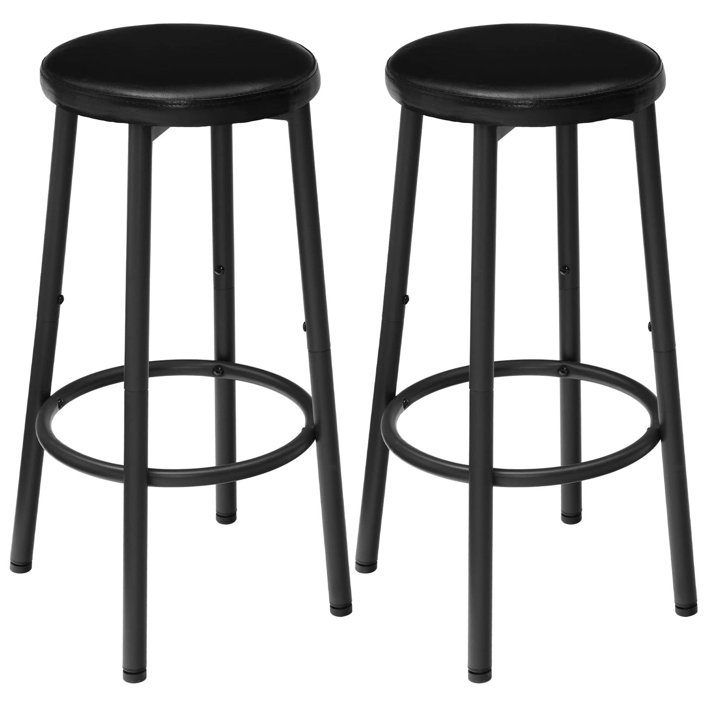 HOOBRO Bar Stools, Set of 2 Bar Chairs, 31 cm PU Upholstered Counter Bar Stools, Breakfast Stools with Footrest, Easy Assembly, for Kitchen, Dining Room, Cafe, Black BB30BY01