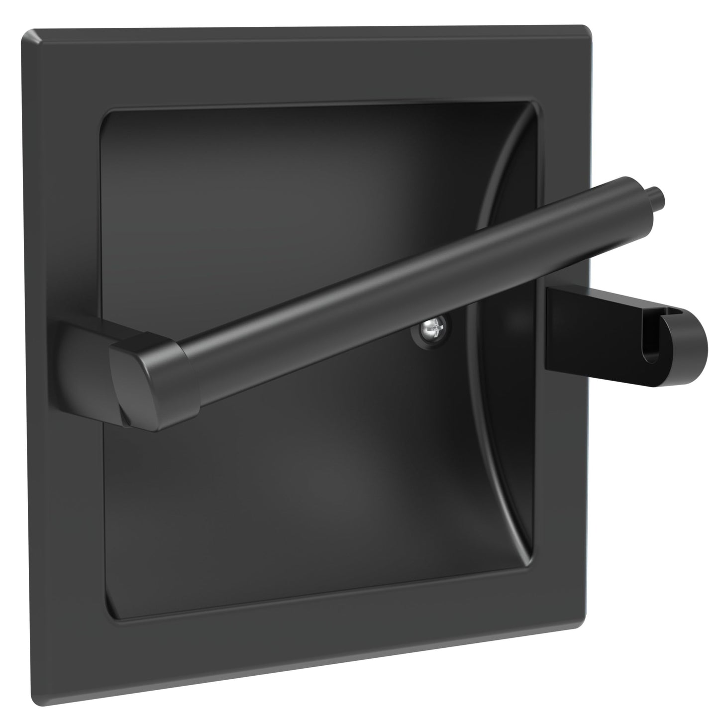 WZKALY Matte Black Recessed Toilet Paper Holder for Large Rolls, Pivoting Black Toilet Paper Holder Wall Mount Stainless Steel, in Wall Toilet Paper Holders Black, Bathroom Toilet Paper Wall Holder