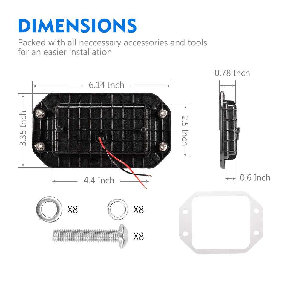 FIERYRED Flush Mount LED Light Pods - 6 Inch Spot Flood Combo Beam LED Light Bar 4000LM Off-Road Bumper Driving Lights for Trucks Tractor SUV 4x4 ATV UTV Pickup, Pack of 2