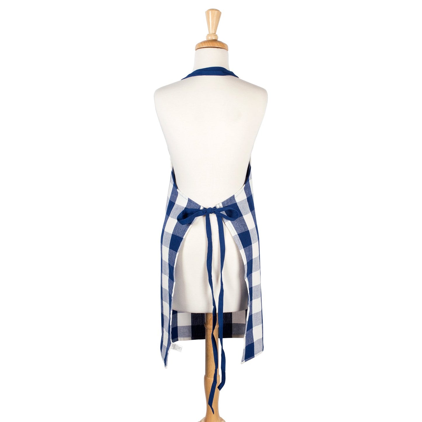 DII Cotton Adjustable Buffalo Check Plaid Apron with Pocket & Extra-Long Ties, 32 x 28, Men and Women Kitchen Apron for Cooking, Baking, Crafting, Gardening, BBQ-Navy Blue