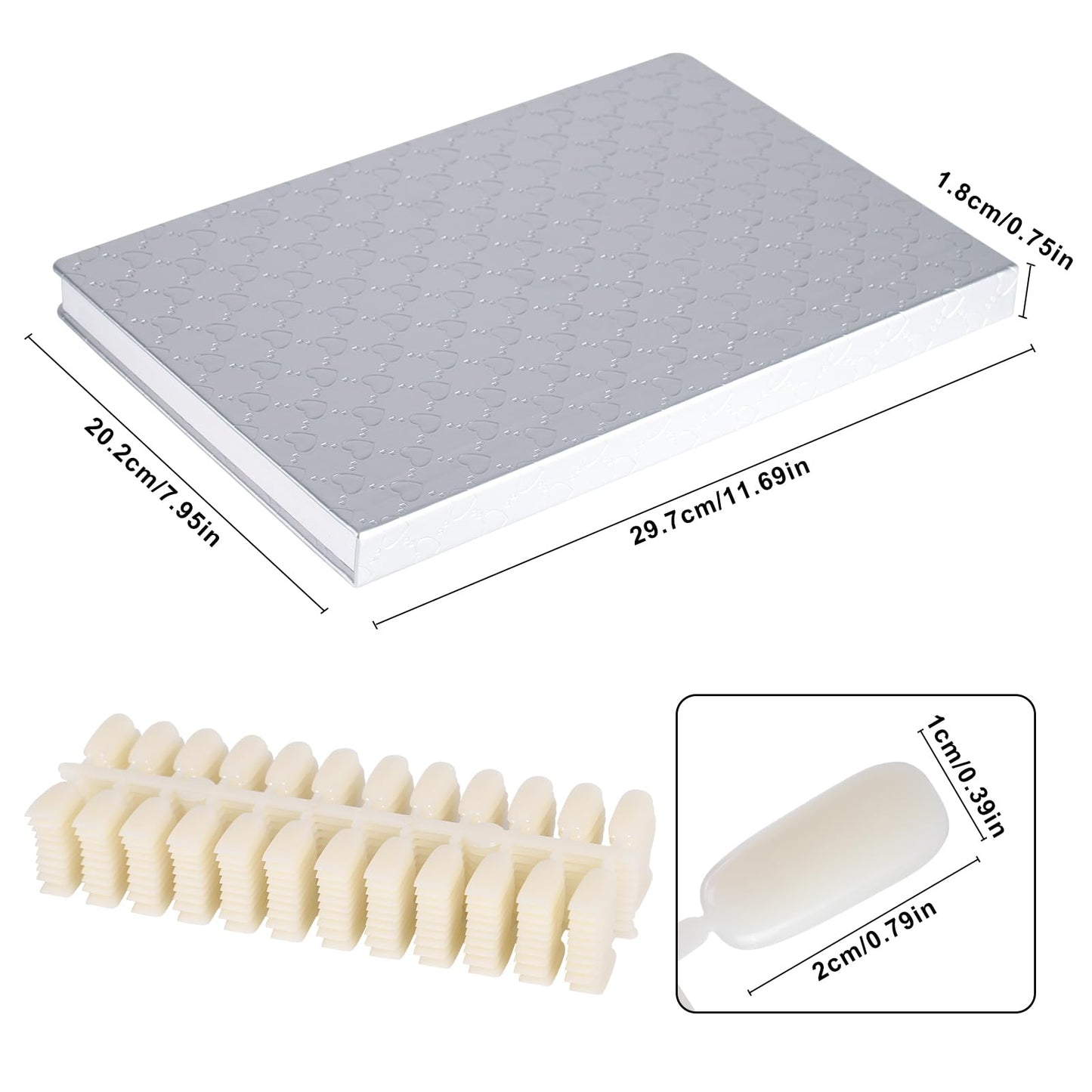 Acycoin2A 308 Nail Colors Chart Nail Gel Polish Dip Powder Display Card Book Nail Salon Art Booklet with 360 False Nail Tips and Number Sticker Label