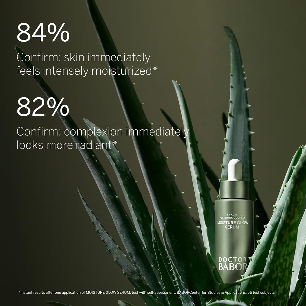 BABOR Microbiomic Moisture Glow Serum, Probiotic Face Serum with Light Reflecting Pigments to Give Skin Radiant Glow, Hyaluronic Acid & Aloe Vera for Plump Moisturized Skin, 1 oz