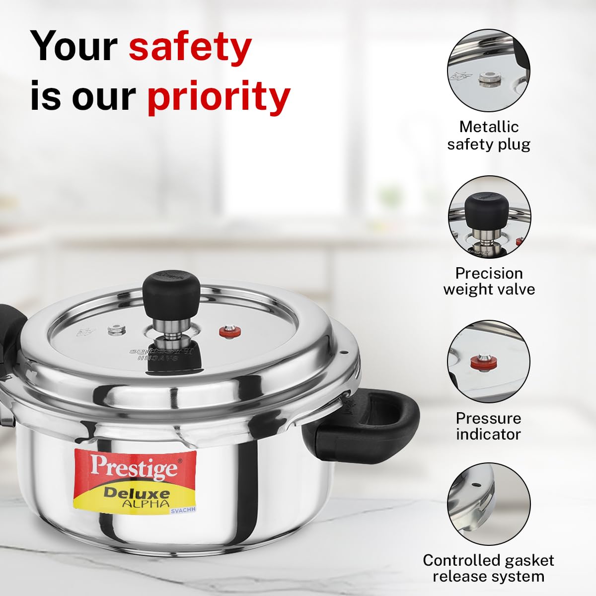 Prestige PRASV3 Pressure Cooker, Stainless steel, 3 Liter, Silver