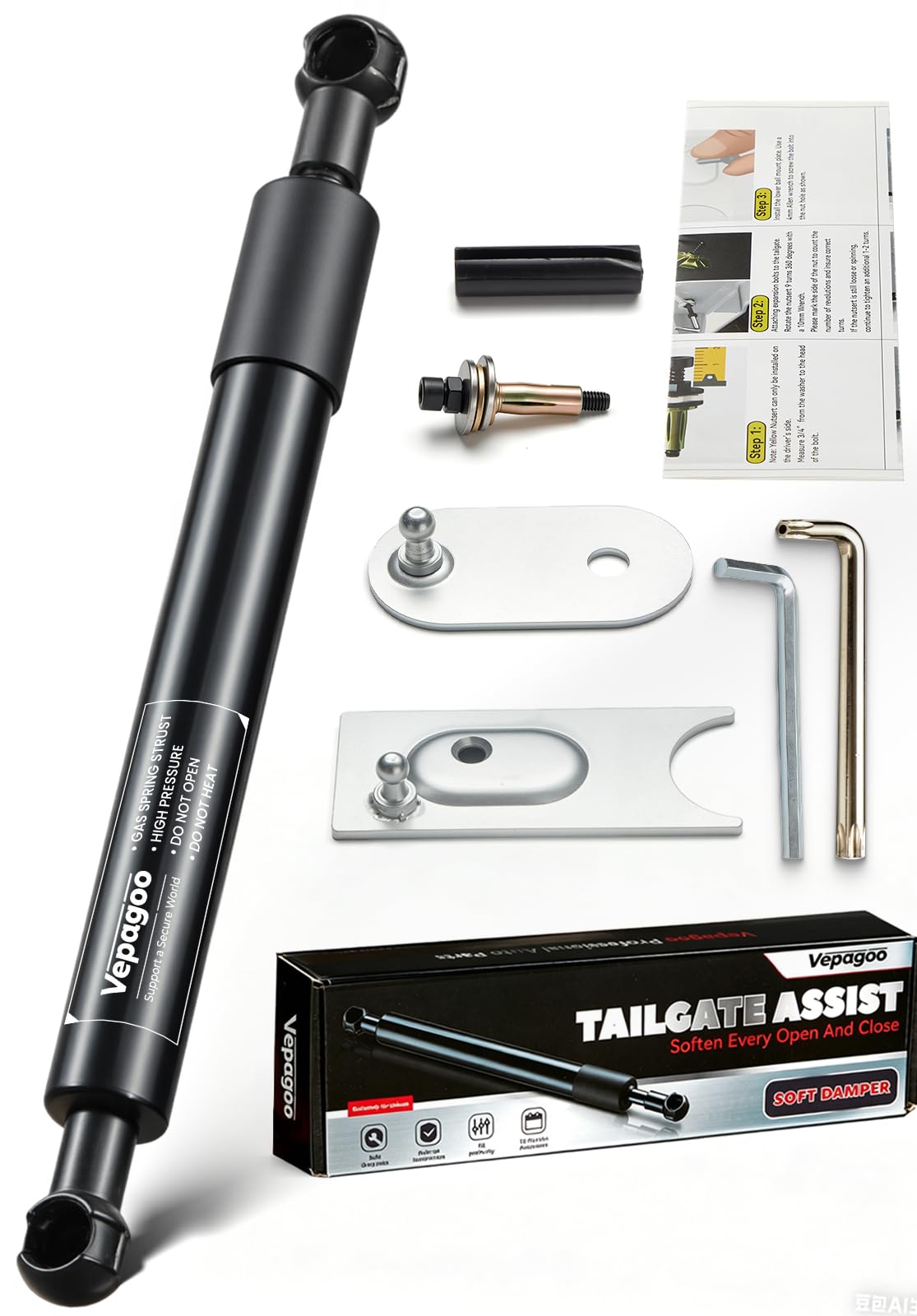 Vepagoo Tailgate Assist Shock for 2009-2018 Ram 1500, 2019-2024 Ram 1500 Classic, 2010-2025 Ram 2500 3500, Truck Tailgate Lift Assist 43301 Black