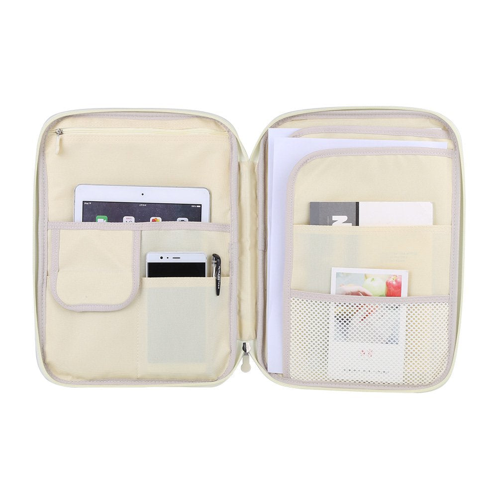 A4 Document Organizer Portable File Storage Bag with Secure Zipper Closure Multi Pocket Design for Office School Travel Home Daily Organization(Grass Green)