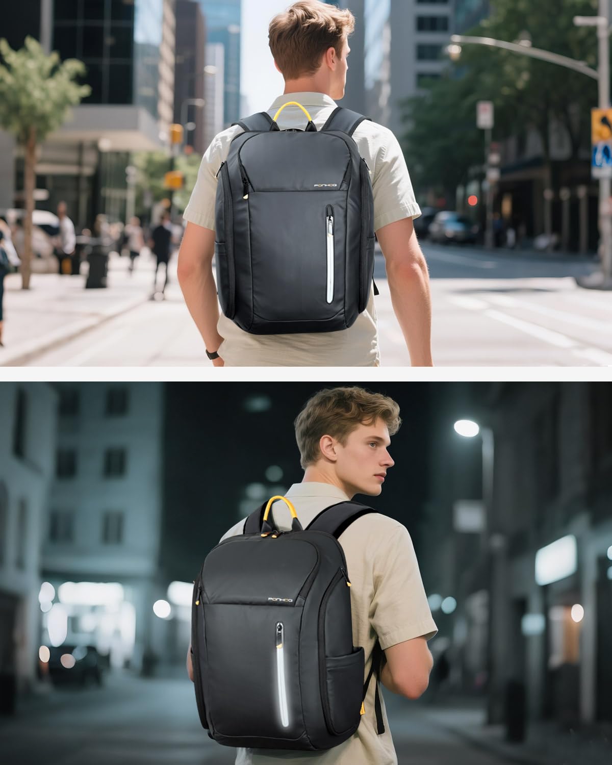 Laptop Backpack for Men - 17.3 Inch Anti Theft Business Backpack with USB Charging Port, Water Resistant Computer Backpack Flight Approved Carry On Travel Backpack for Work College, 30L, Black
