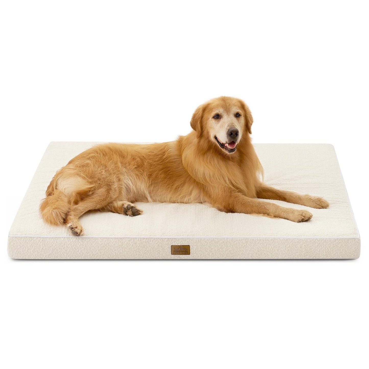 COZY KISS Big Dog Bed for Giant Dogs, Rectangular XXL Orthopedic Dog Beds Extra Large, Foam Anti-Slip Bottom Pet Mat with Washable Removable Cover, Suitable for Pet Up to 150 lbs, 54x44x4 inch, Beige