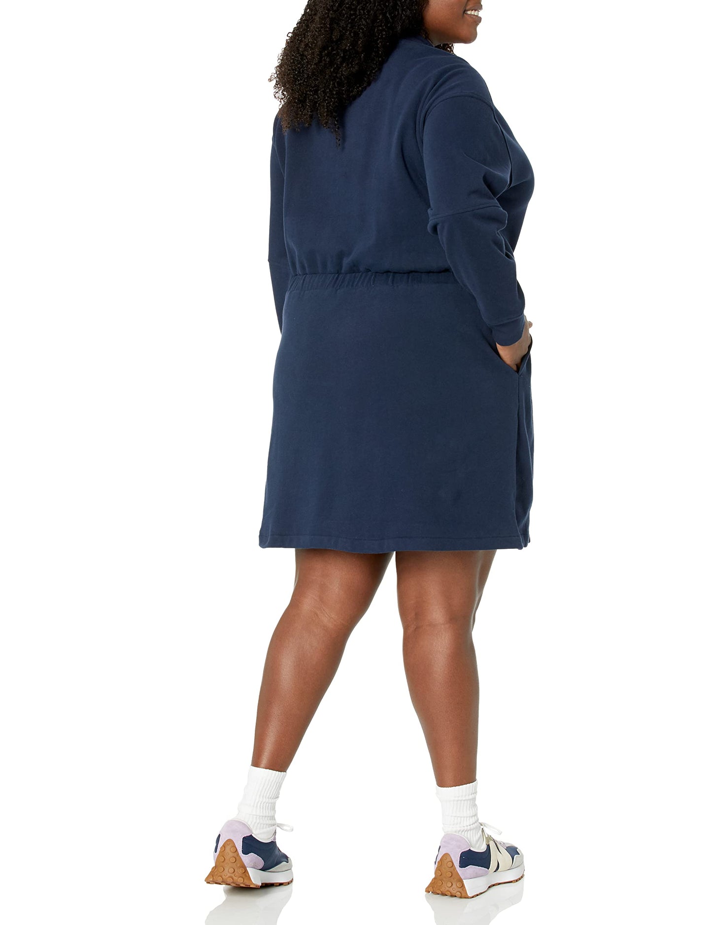 Amazon Essentials Women's Waisted Sweatshirt Dress (Available in Plus Size), Navy, Small