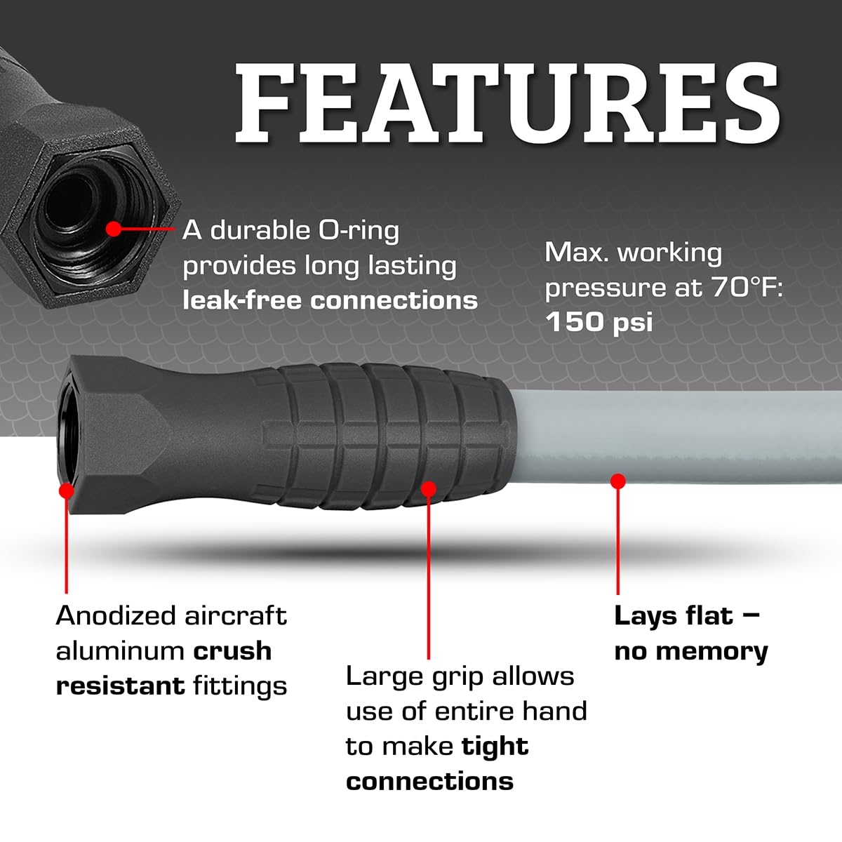Flexzilla Colors™ SwivelGrip® Garden Hose, 5/8" x 25', 3/4" - 11 1/2 GHT Fittings, Slate Grey