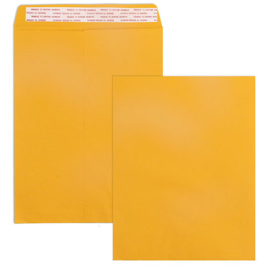 10x13 Catalog Envelopes Self Seal 100 Pack, Goefun 100GSM Paper Yellow Brown Manilla Envelopes with Peel and Seal Flap for Mailing, Organizing and Storage