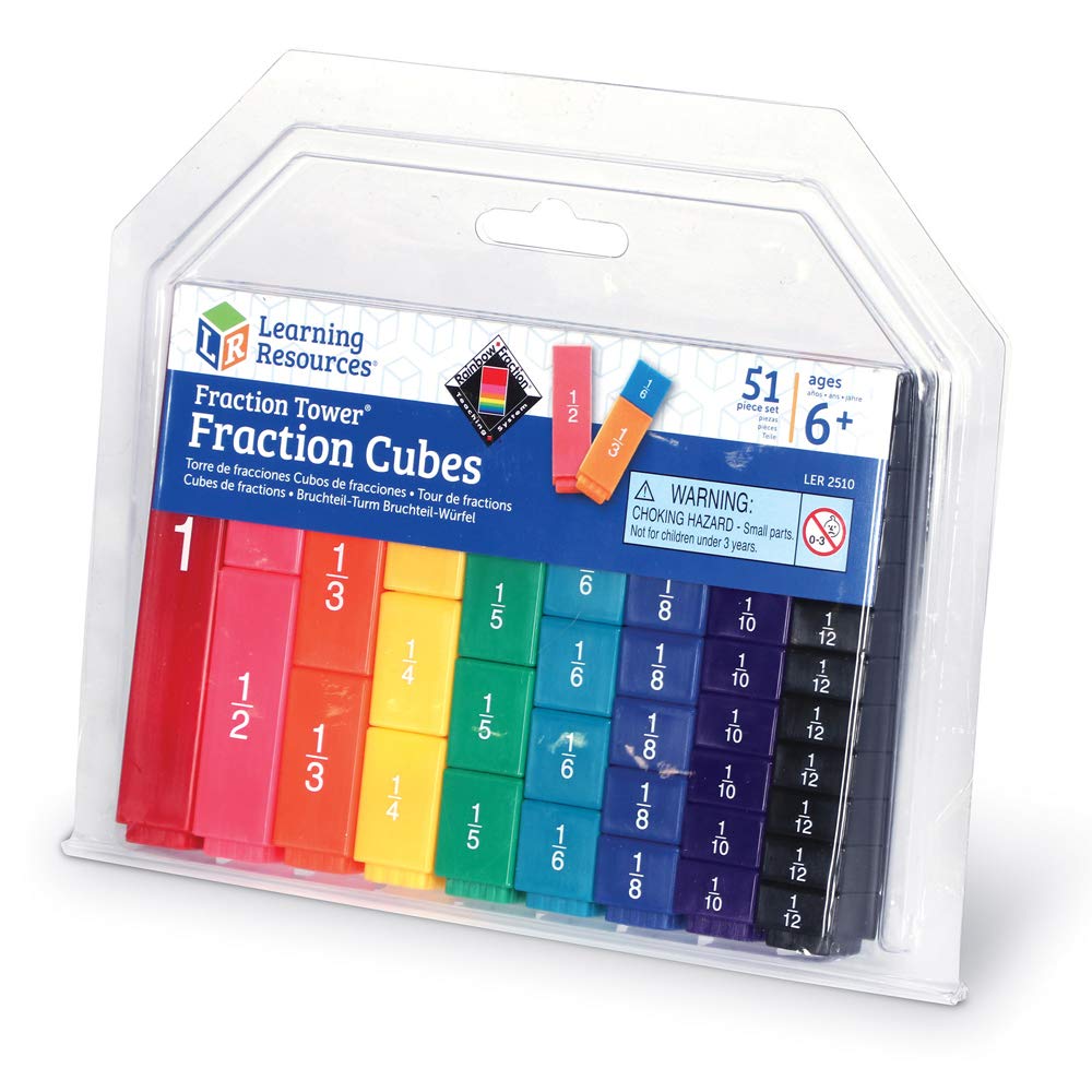 Learning Resources LER2510 Fraction Tower Fraction Cubes, 51 Pieces