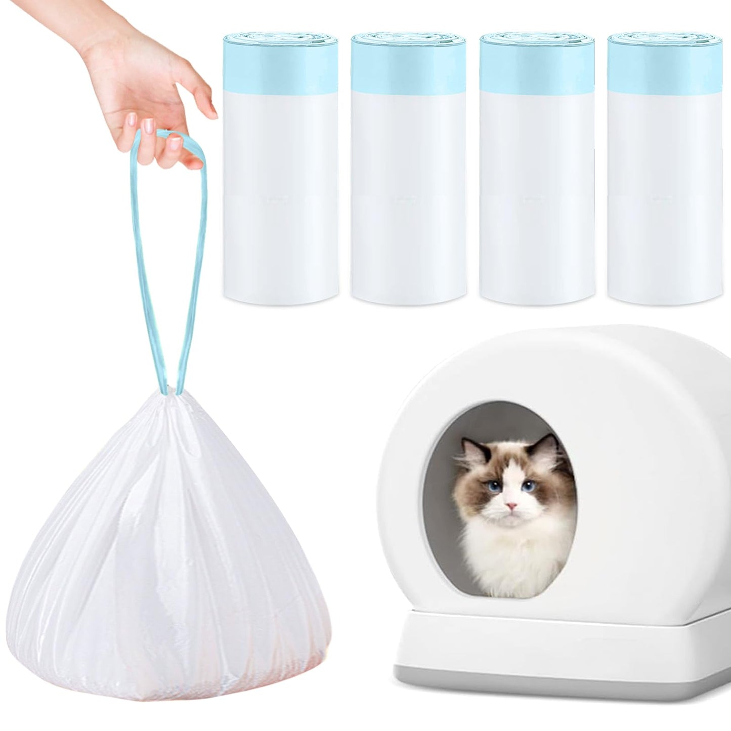 120Counts Litter Box Liners Compatible with MW-SC01, Self-Cleaning Cat Litter Box Bags,Automatic Cleaning Cat Litter Box Liners（18X12inch）