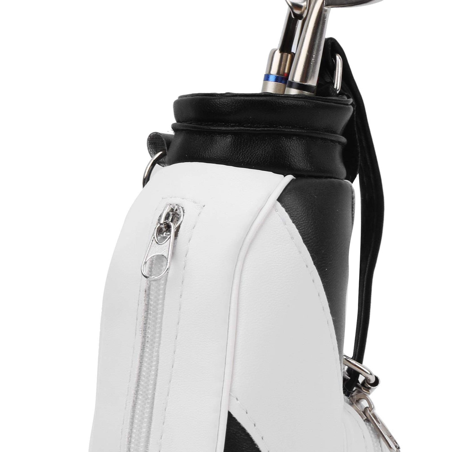 Mini Bag Pen Holder with 3 Club Pens, Novelty Gift Set for Golfer Friends Fans (Black White)