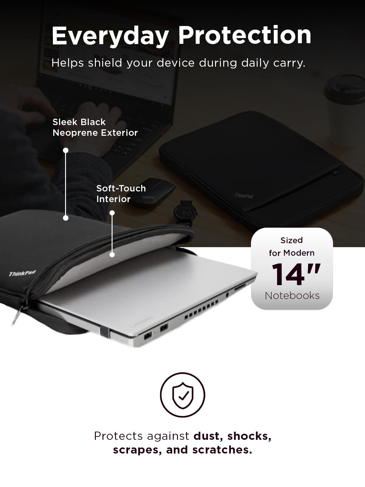 Lenovo ThinkPad Laptop Sleeve 14 Inch Notebook/Tablet Compatible with MacBook Air/Pro - Black